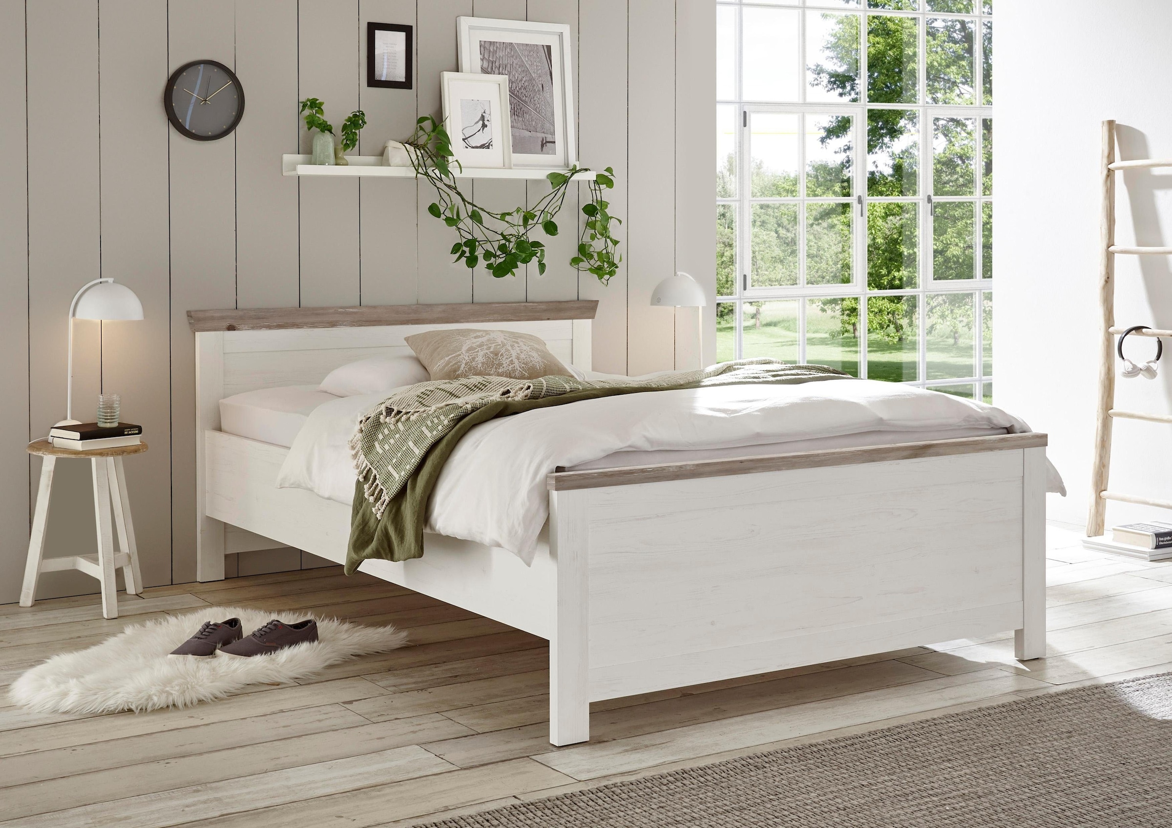 Home affaire Bett »Florenz Doppelbett Landhausstil Bettgestell (100,140 oder 180/200cm)«, aus FSC®-zertifiziertem Holzwerkstoff, in 3 Breiten