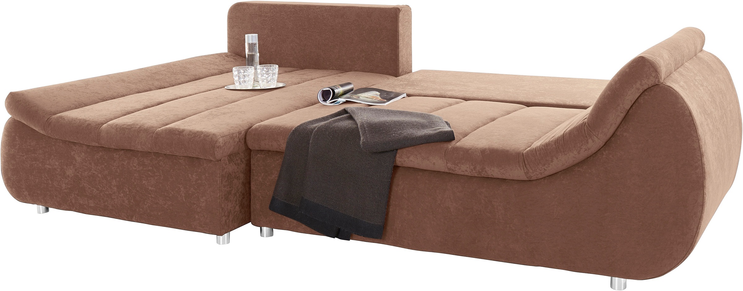 Home affaire Canapé d'angle »Imola, elegant und modern, aktuelle Steppung im Sitz, bequem, L-Form« frei im Raum stellbar, wahlweise mit Bettfunktion und Bettkasten