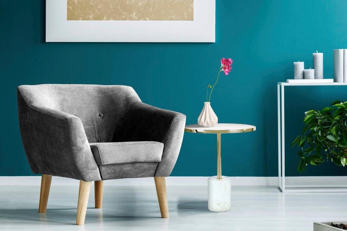 Kayoom Beistelltisch »Lana 525, luxuriöser Beistelltisch, Glamour-Optik, edles Metallgestell«, (1 St.), Ablage in Marmoroptik, Standfuss aus echtem Marmor, hochwertig