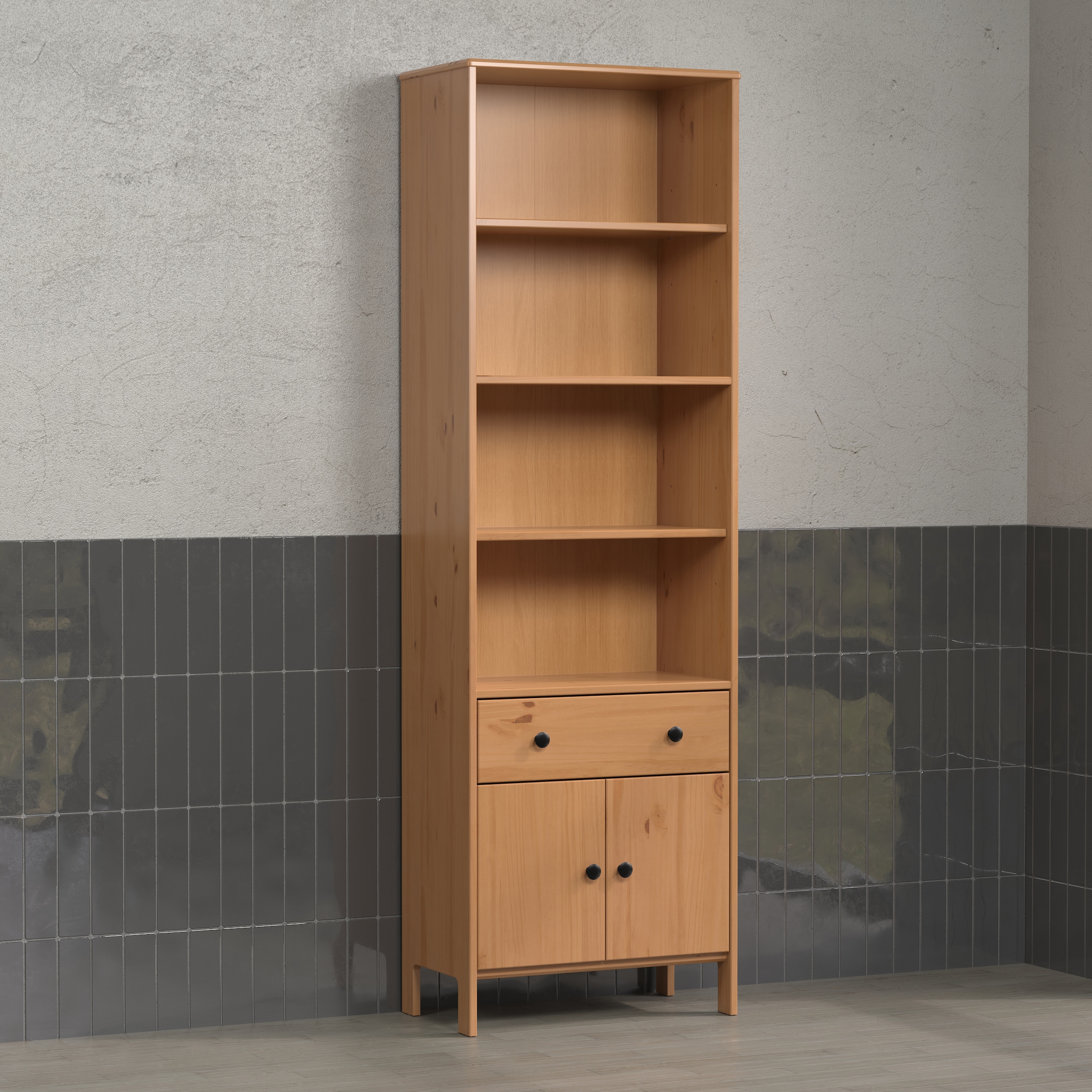 welltime Hochschrank »Kall«, (1 St.), Badezimmerschrank aus Kiefer-Massivholz - Masse (B/T/H) 60/33/188 cm