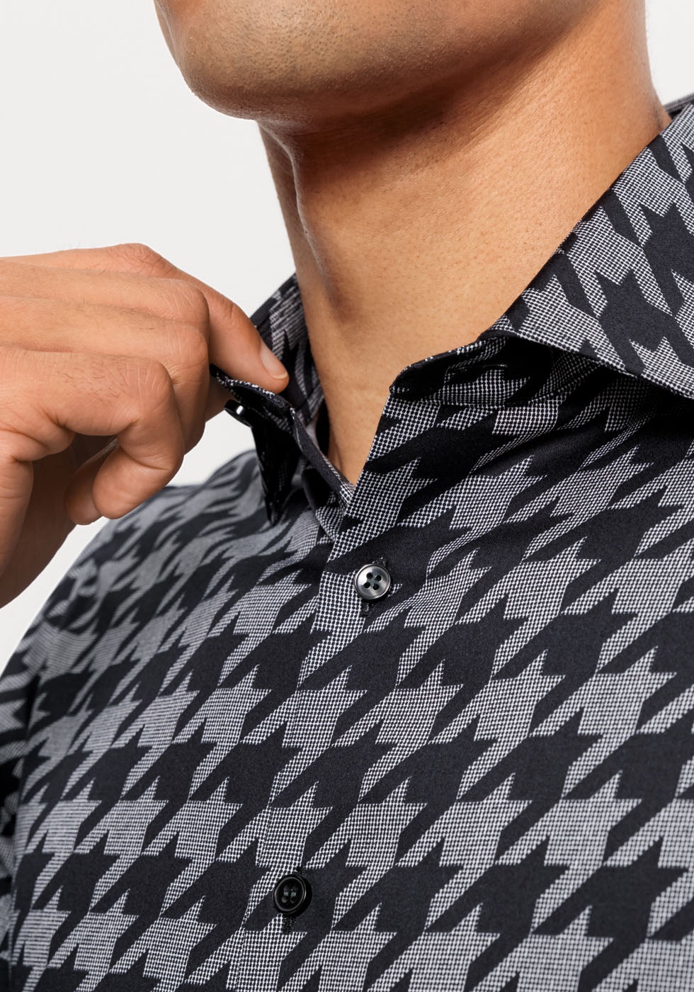 OLYMP Businesshemd »Level Five body fit« mit  grossem Hahnentrittdessin, Langarm