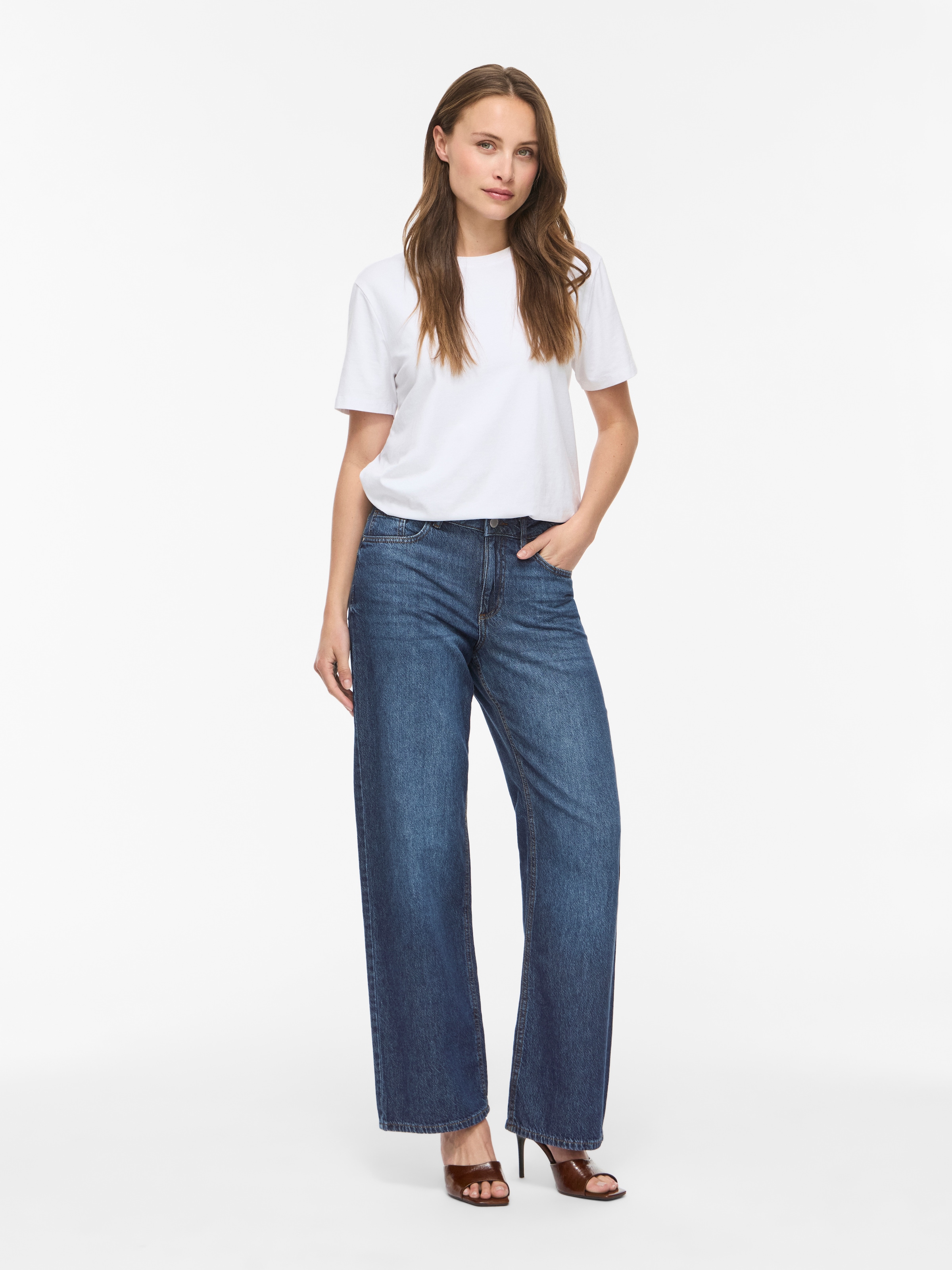 Vila Jeans large »VIPALMA RW WIDE JEANS DBD PAL20-NOOS« coton, taille régulière, coupe large
