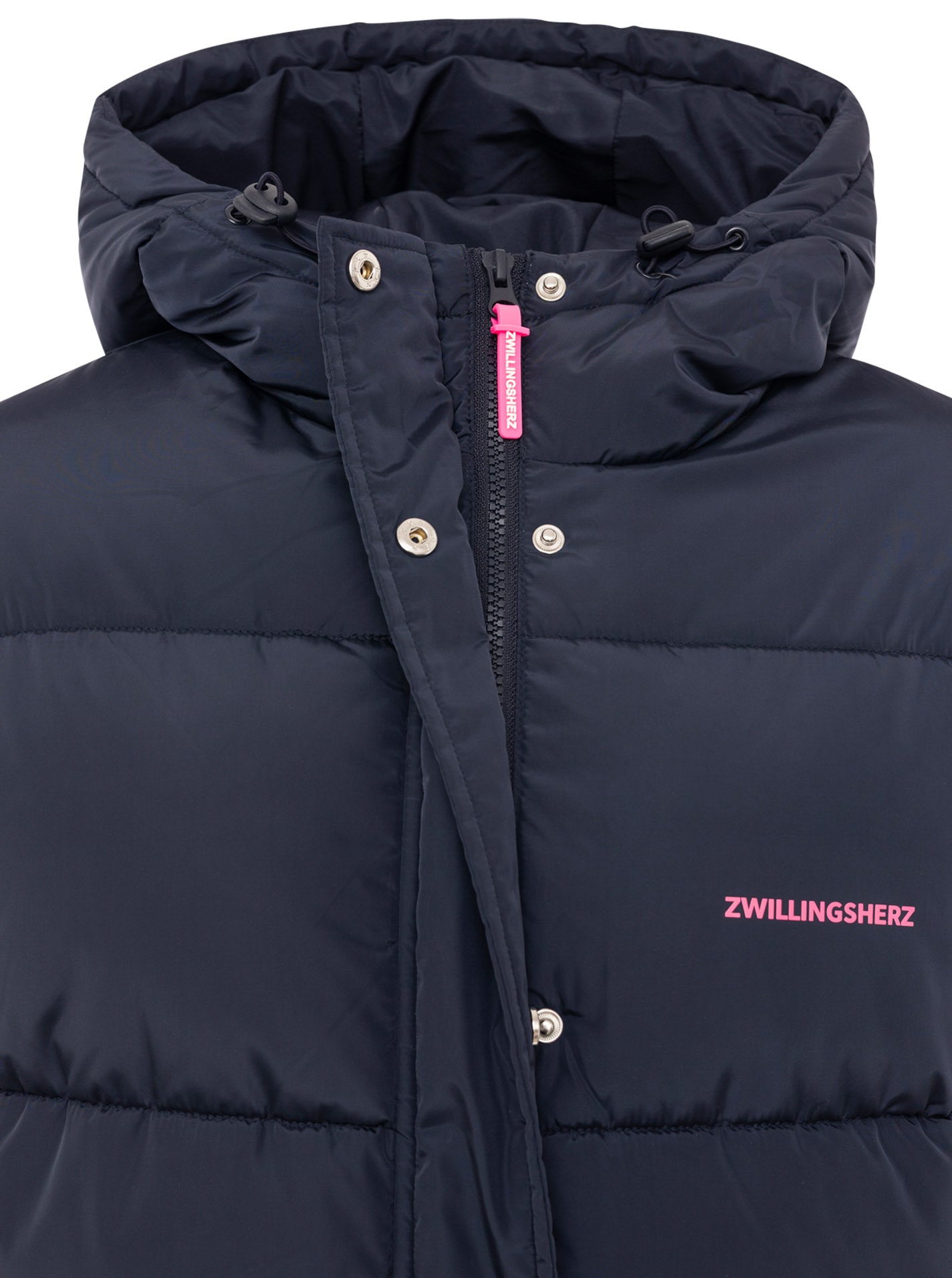 Zwillingsherz Veste matelassée »„Love More“« capuche avec cordon de serrage, fermeture éclair dissimulée, détails discrets