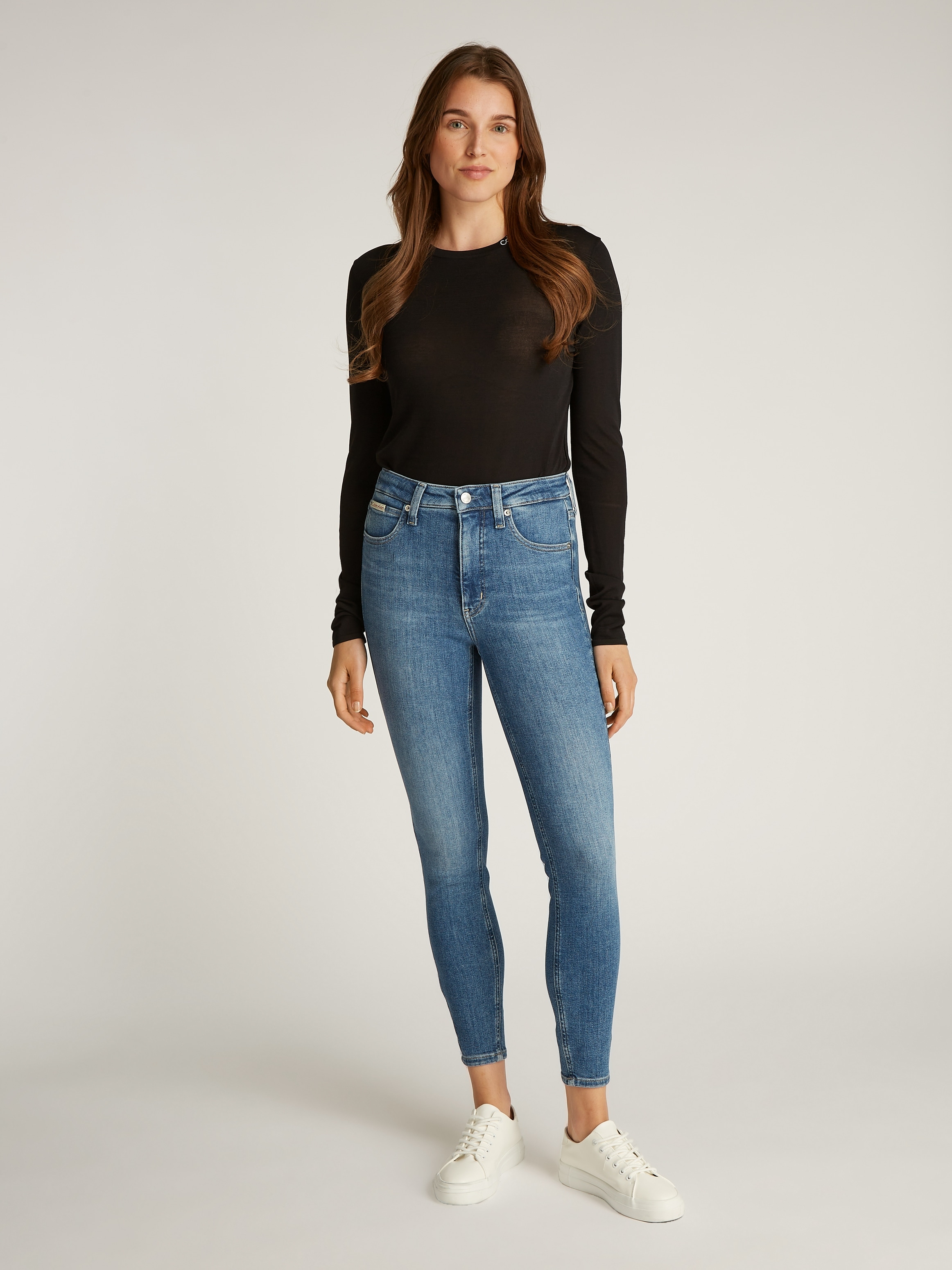 Calvin Klein Jeans Skinny-fit-Jeans »HIGH RISE SUPER SKINNY ANKLE«, mit Stoned wash Optik, mit Coinpocket