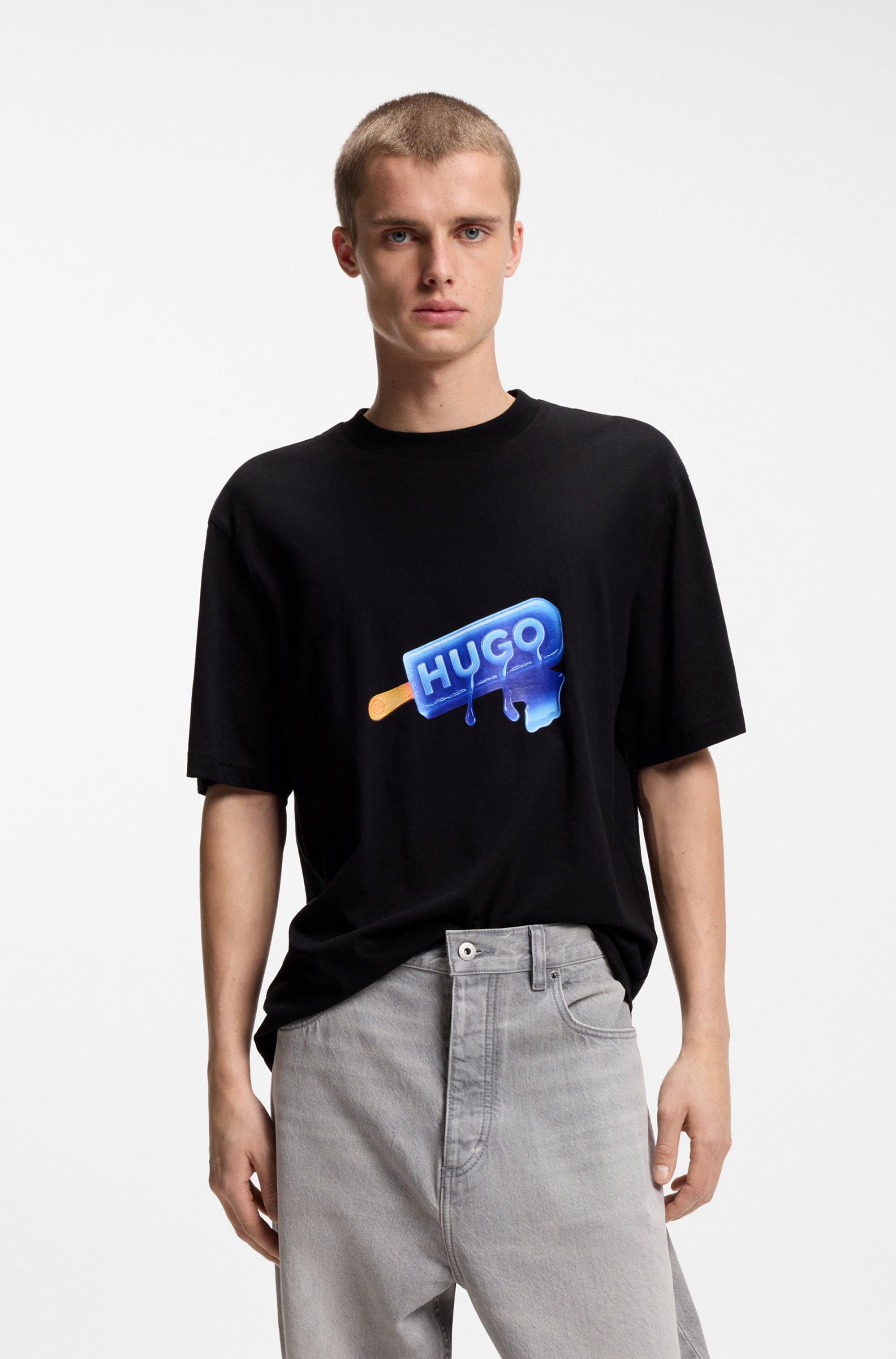 Image of HUGO T-Shirt "Noglasy" mit Rundhals, regular fit