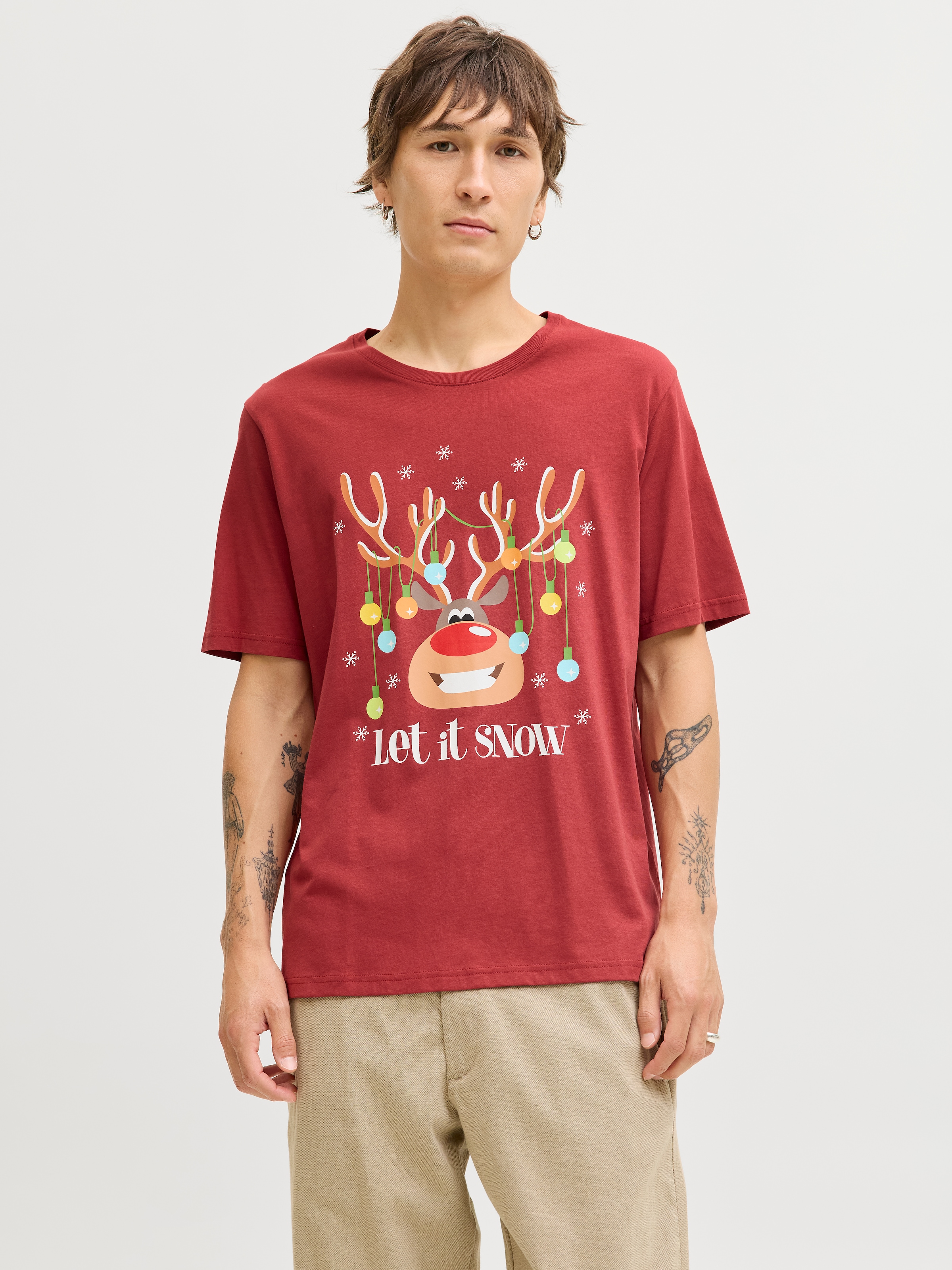 Image of Jack & Jones Rundhalsshirt "JJCHRISTMAS TEE SS CREW NECK XMAS" mit weihnachtlichem Druck
