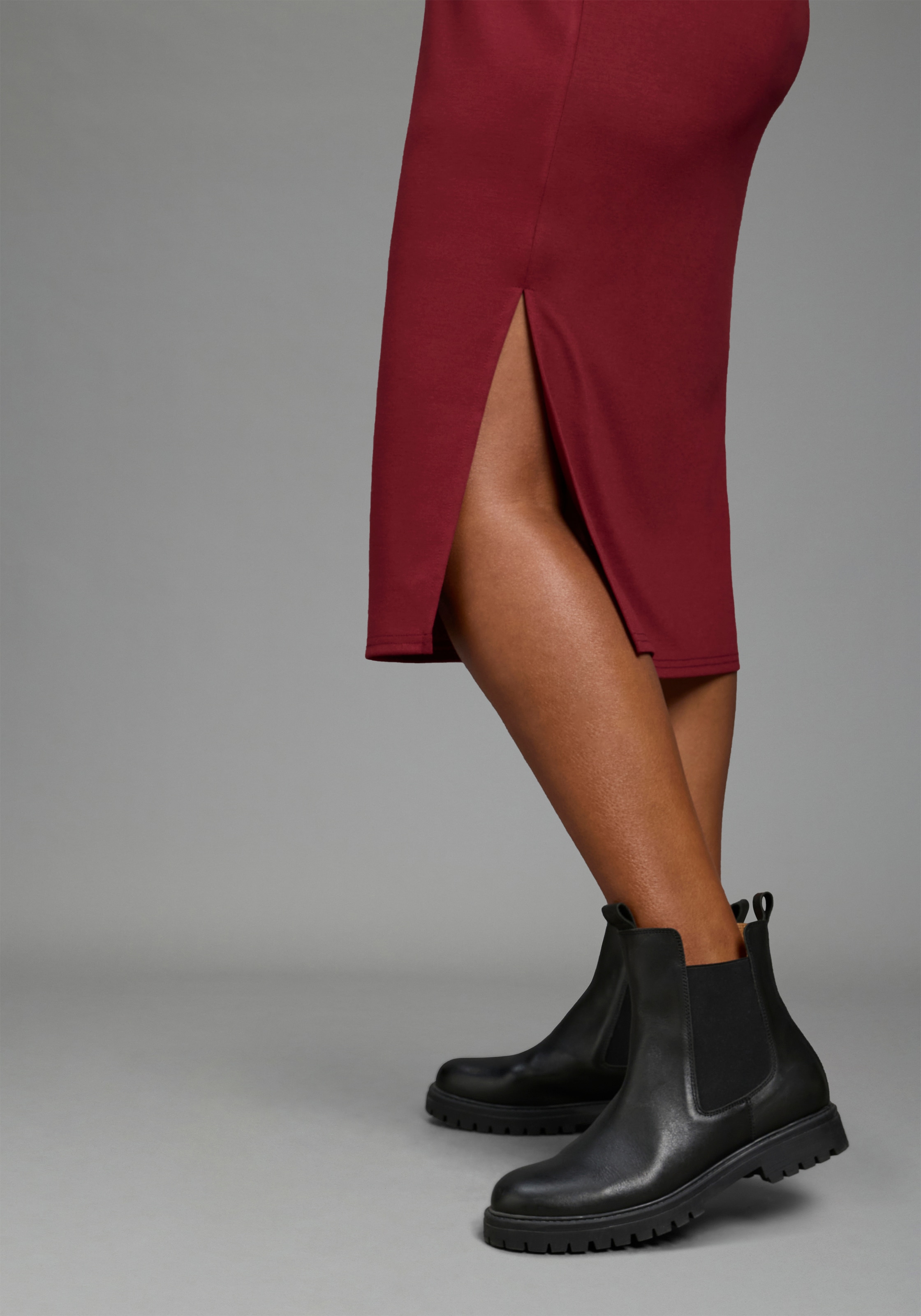 Laura Scott CURVE Robe midi »Grosse Grössen« robe midi longueur mollet, coupe ajustée