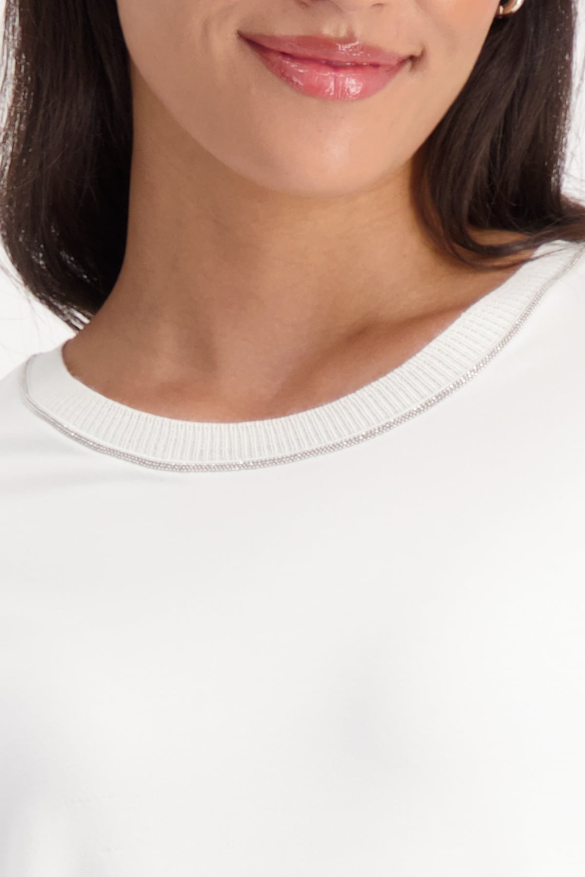 Monari Langarmshirt »Shirt Basic Schmuck Kette«, Regular fit mit Rundhalsausschnitt
