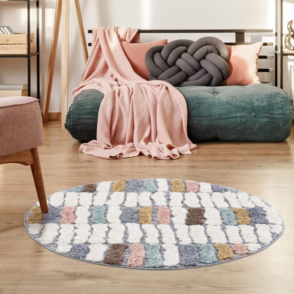 Carpet City Hochflor-Teppich »Focus 3032«, rund, besonders weich, Modern, Bunt, 3D-Effekt