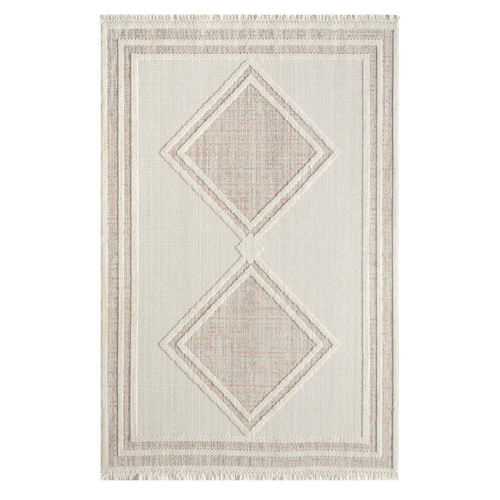 Carpet City Tapis »LINDO 8853« Rectangulaire 11 mm Höhe Kurzflor, Hochtief-Muster/ 3D-Effekt, Fransen, Boho-Stil, Wohnzimmer