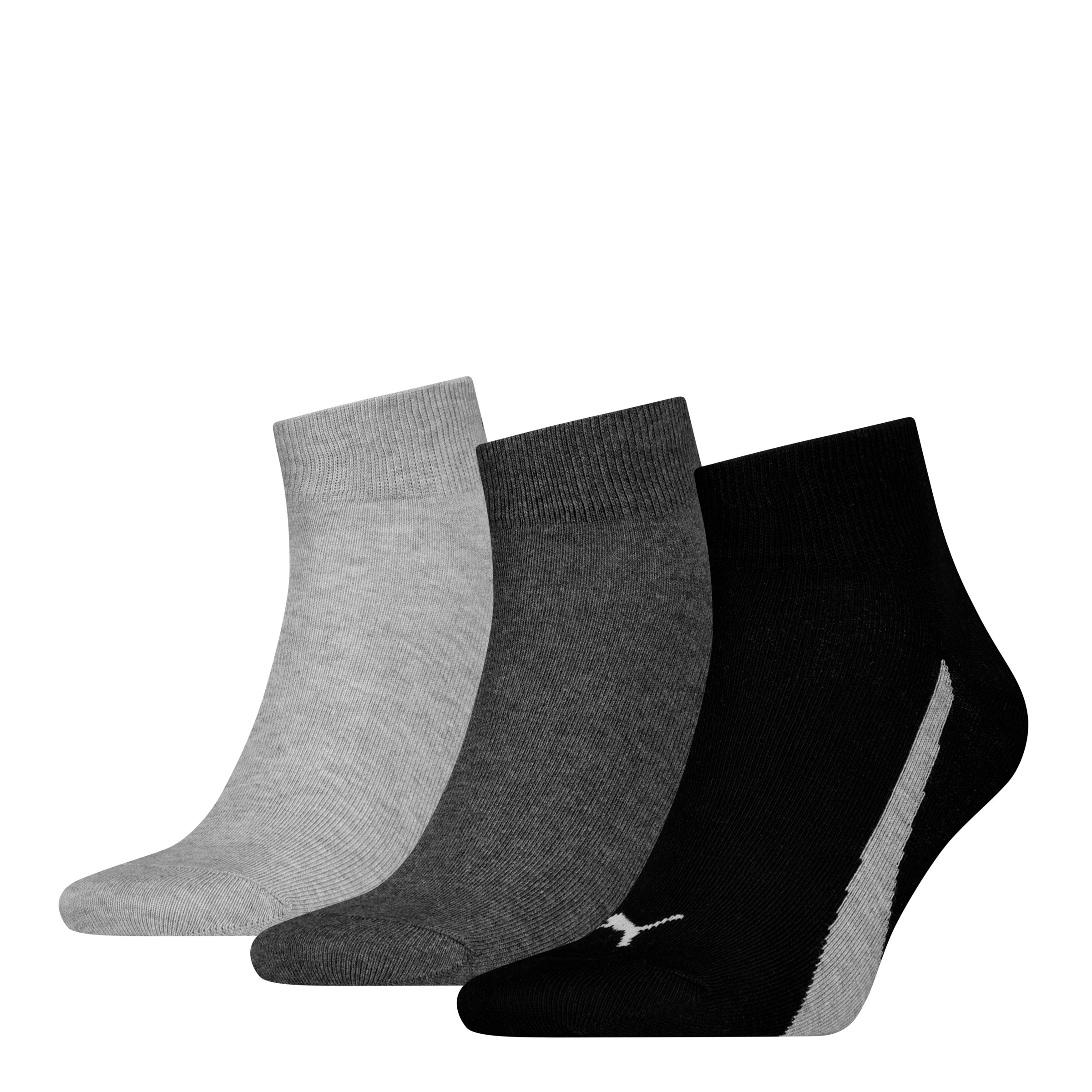 PUMA Kurzsocken "PUMA UNISEX LIFESTYLE QUARTER 3P" 3 Paar, 3 Paar tlg. mit kurzem geripptem Schaft