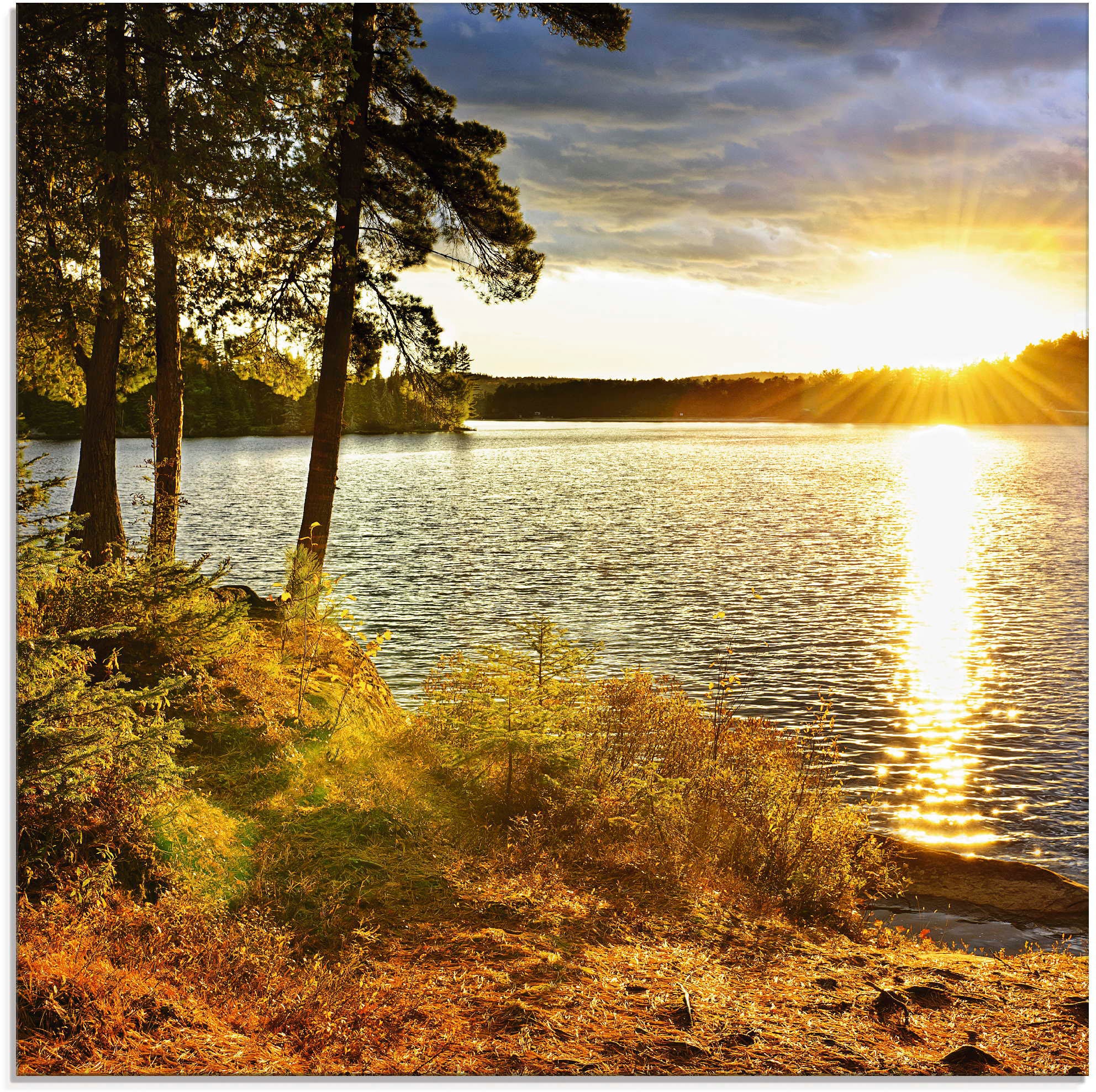 »Sonnenuntergang kaufen Grössen über Algonquin See & in Park«, verschiedenen -untergang, bequem Artland Glasbild Sonnenaufgang (1 St.),