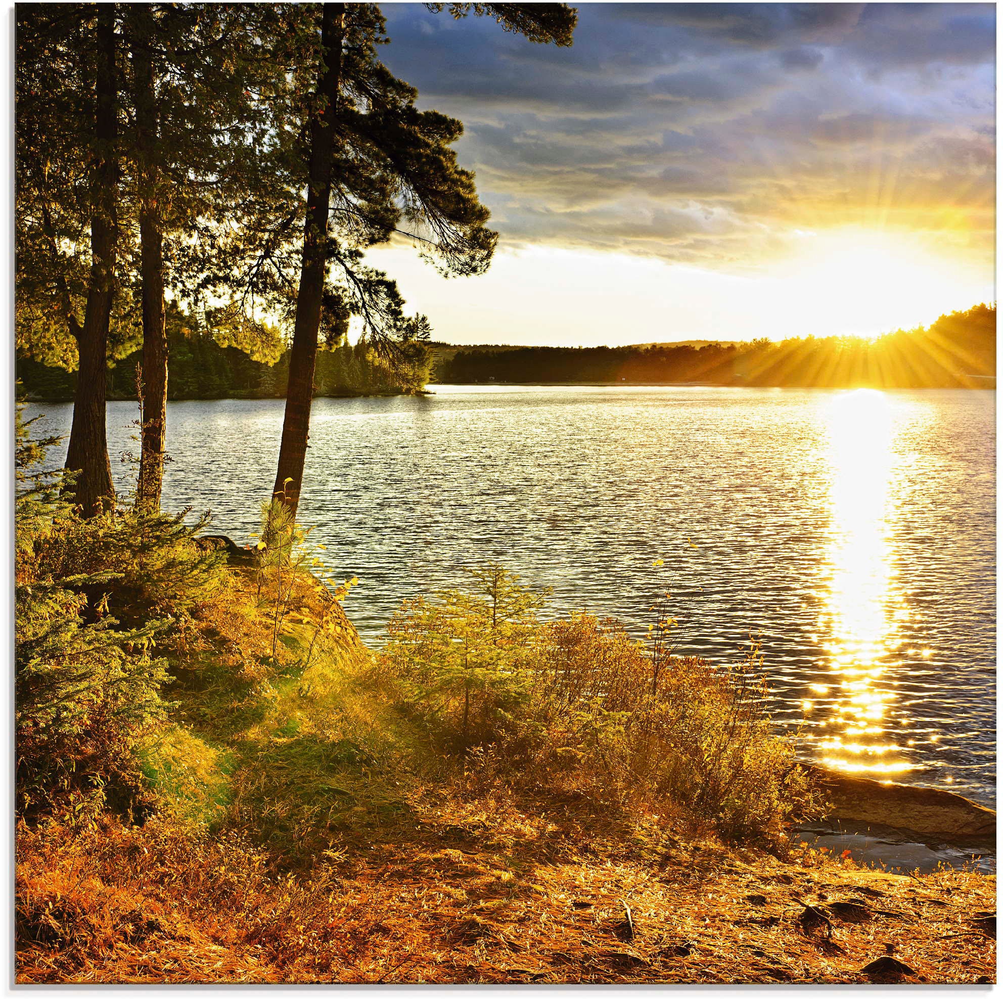 Image of Artland Glasbild "Sonnenuntergang über See Algonquin Park" Sonnenaufgang & -untergang 1 Stk. tlg. in verschiedenen Grössen