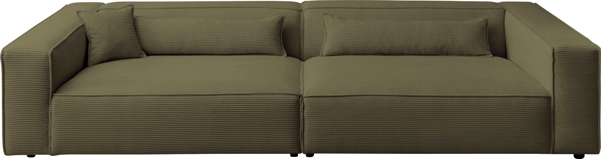 LeGer Home by Lena Gercke 3-Sitzer »PIARA, XXL Sofa mit Kedernaht, Big-Sofa in Cord oder Leinenoptik«, schwarze Füsse, bequemer Sitzkomfort, extra tiefe Sitzfläche
