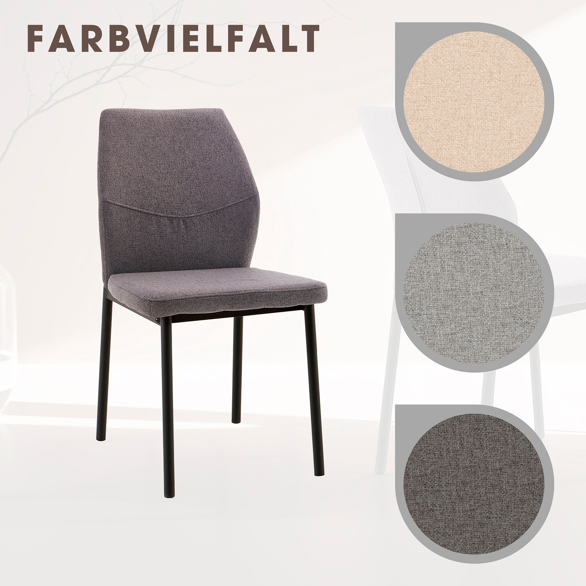 Home affaire Essgruppe »Genf Tischgruppe BESTSELLER,«, (Set, 5 tlg.), Küchentisch, 4 Stühle, moderne Tischplatte in eiche/schwarz