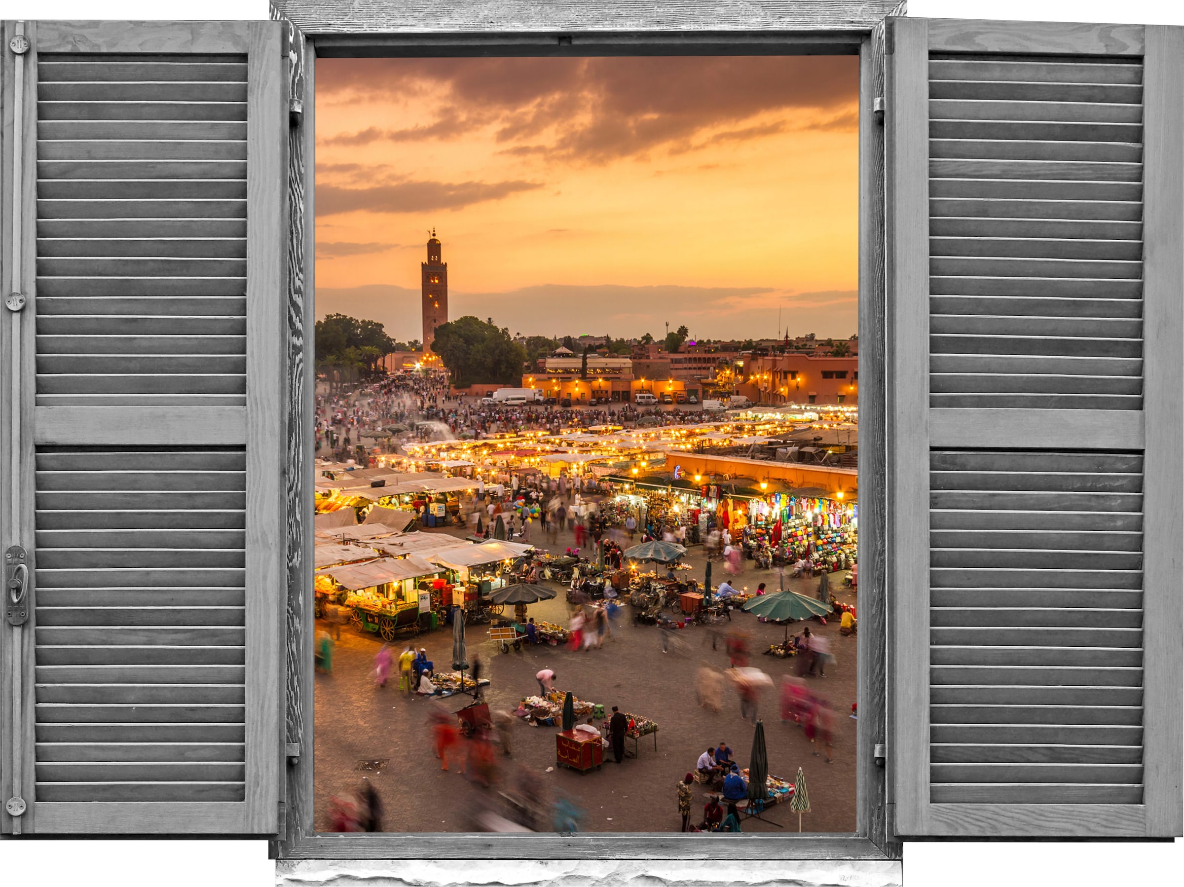 Image of queence Wandtattoo "Marktplatz" Wandsticker, Wandbild, selbstklebend, 3D, Fenster