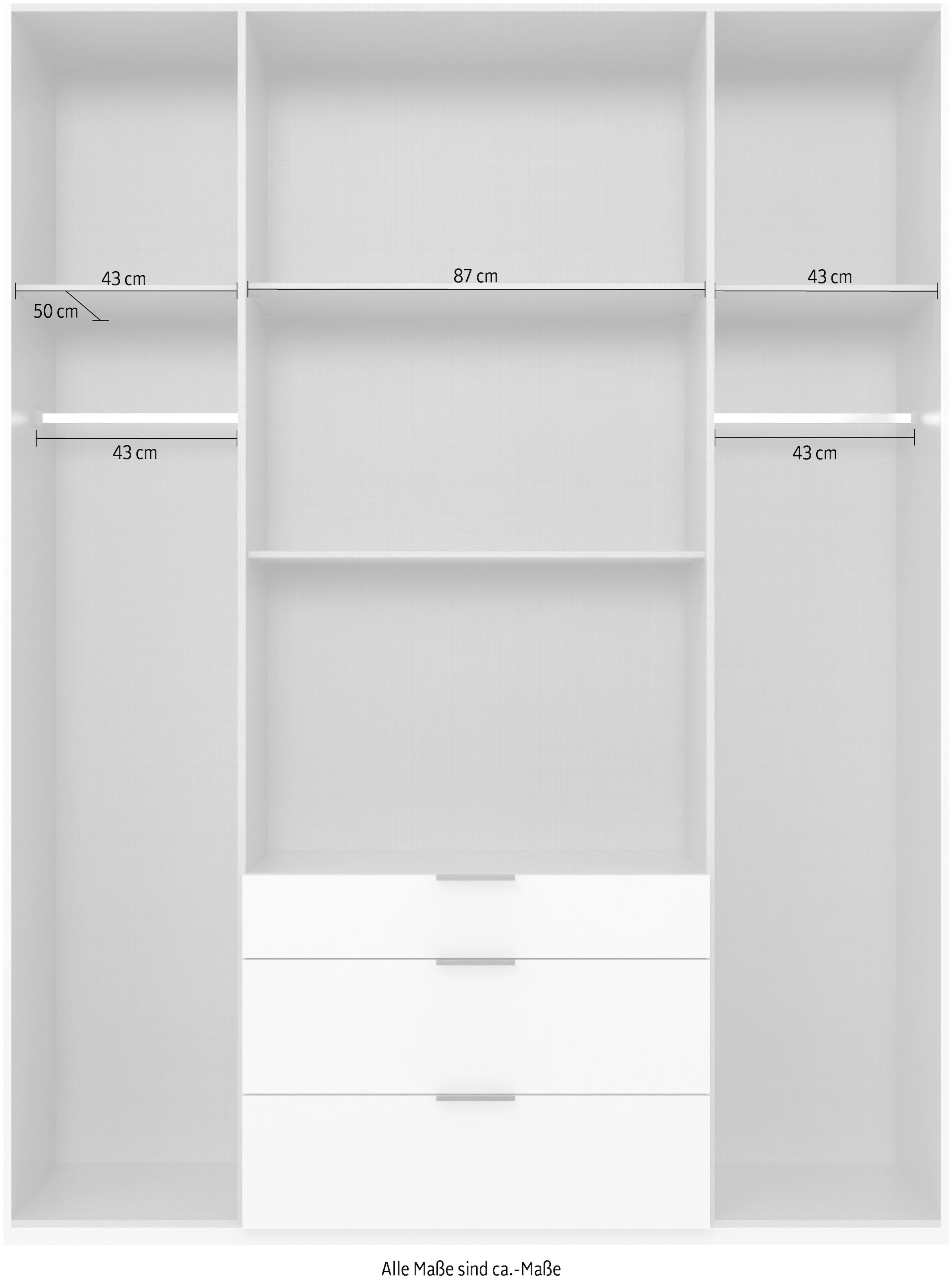 Wimex Drehtürenschrank »Mugano, 135 oder 180cm breit, 208 oder 236cm hoch, Made in Germany«, (mit langen oder kurzen Griffen aus Metall), wahlweise mit oder ohne Spiegel, mit Schubladen