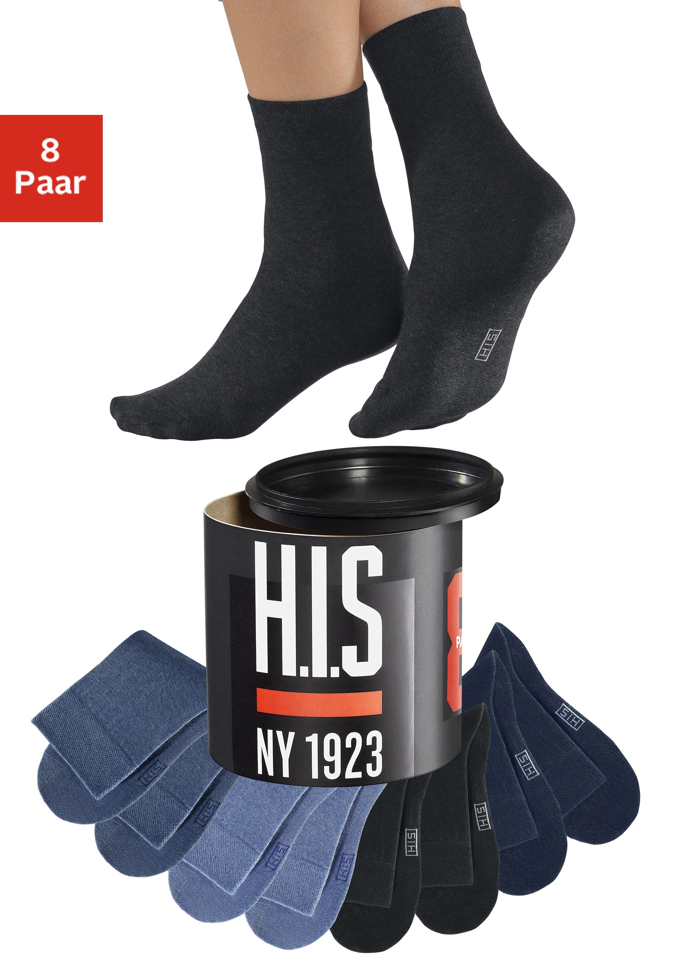 Image of H.I.S Socken, (Dose, 8 Paar), in der Geschenkdose bei Ackermann Versand Schweiz