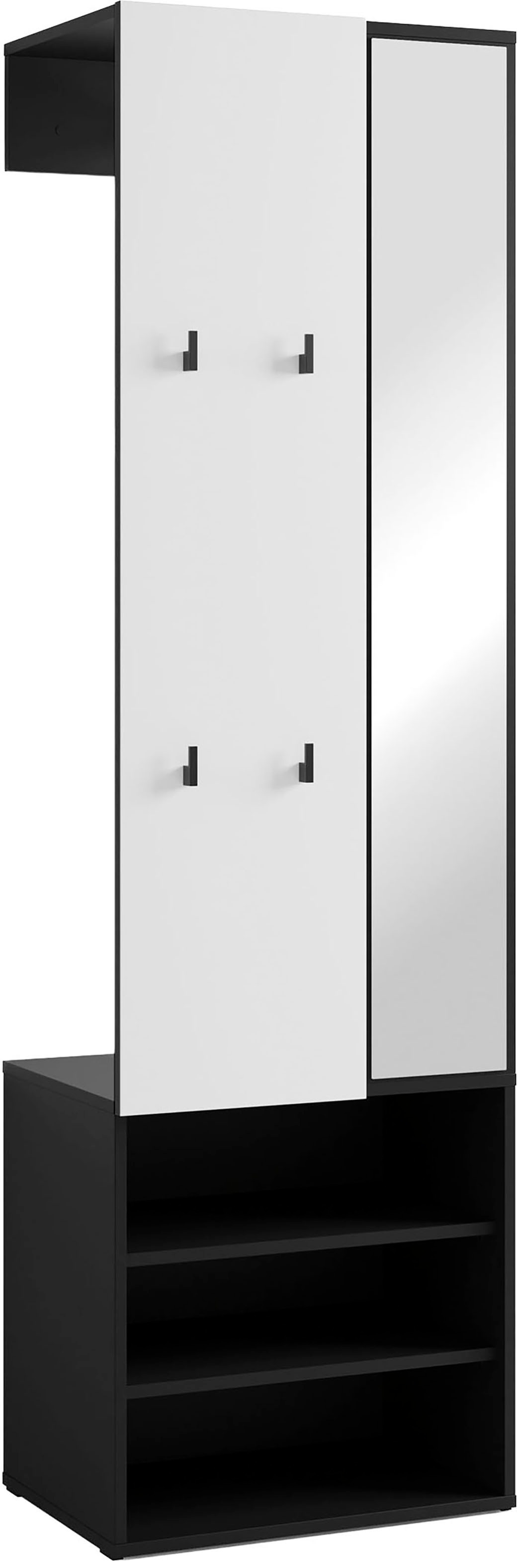 byLIVING Kompaktgarderobe "Dielen - Set Andorra" 1 Stk. tlg. maximale Ordnung auf wenig Fläche mit Spiegel, Kleiderstange und Haken