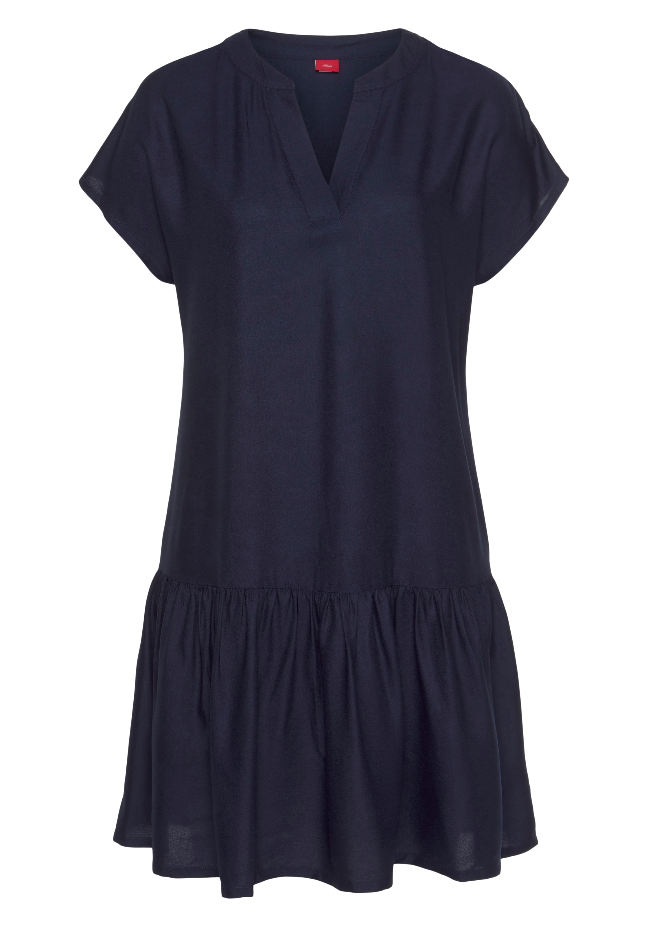 s.Oliver Blusenkleid "mit Volant am Rock" Ohne Taschen luftiges Tunikakleid, Sommerkleid,leichtes Strandkleid,Cover-up, Basic