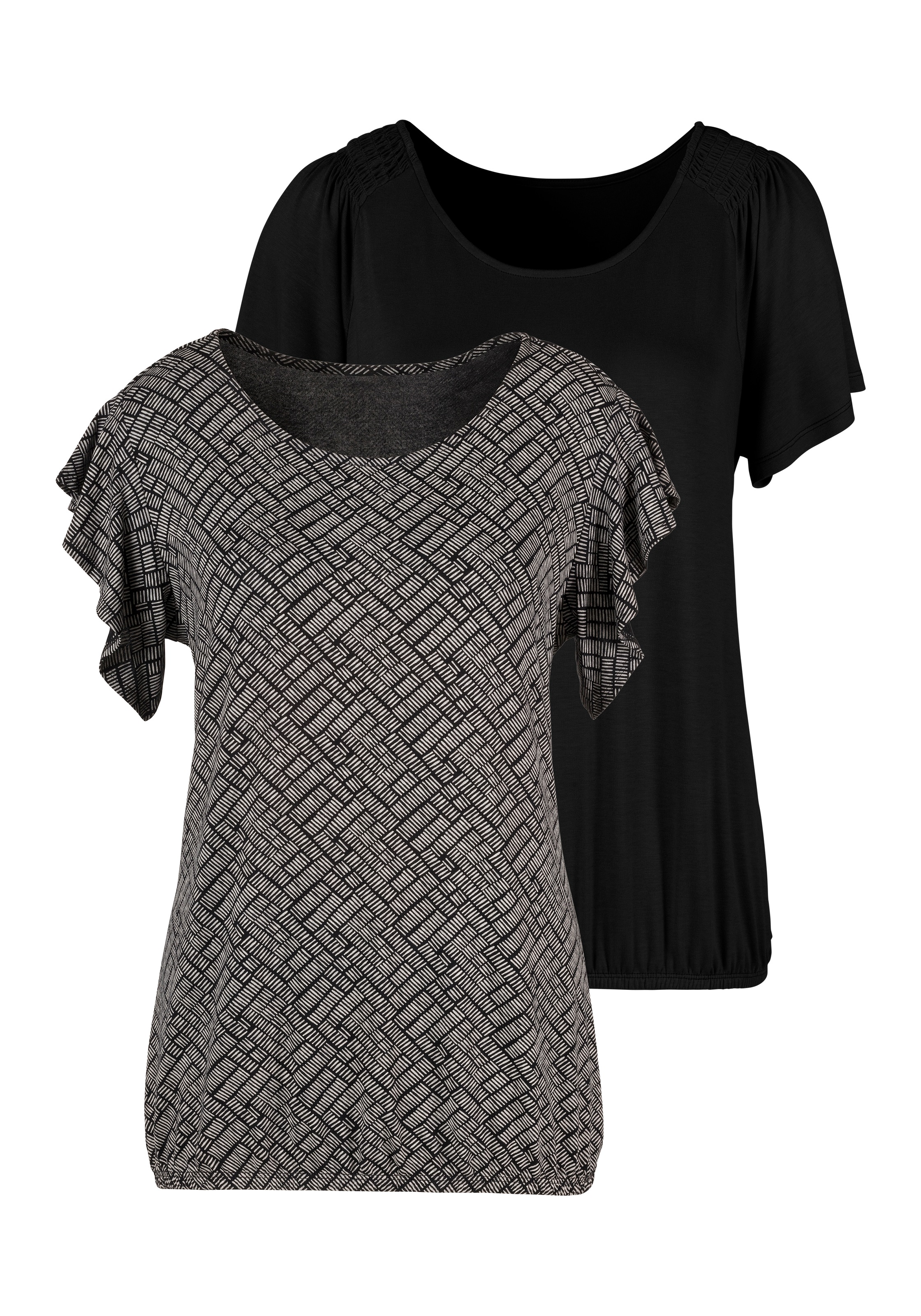 Image of Vivance T-Shirt, (2er-Pack), mit kurzen Volantärmelchen bei Ackermann Versand Schweiz