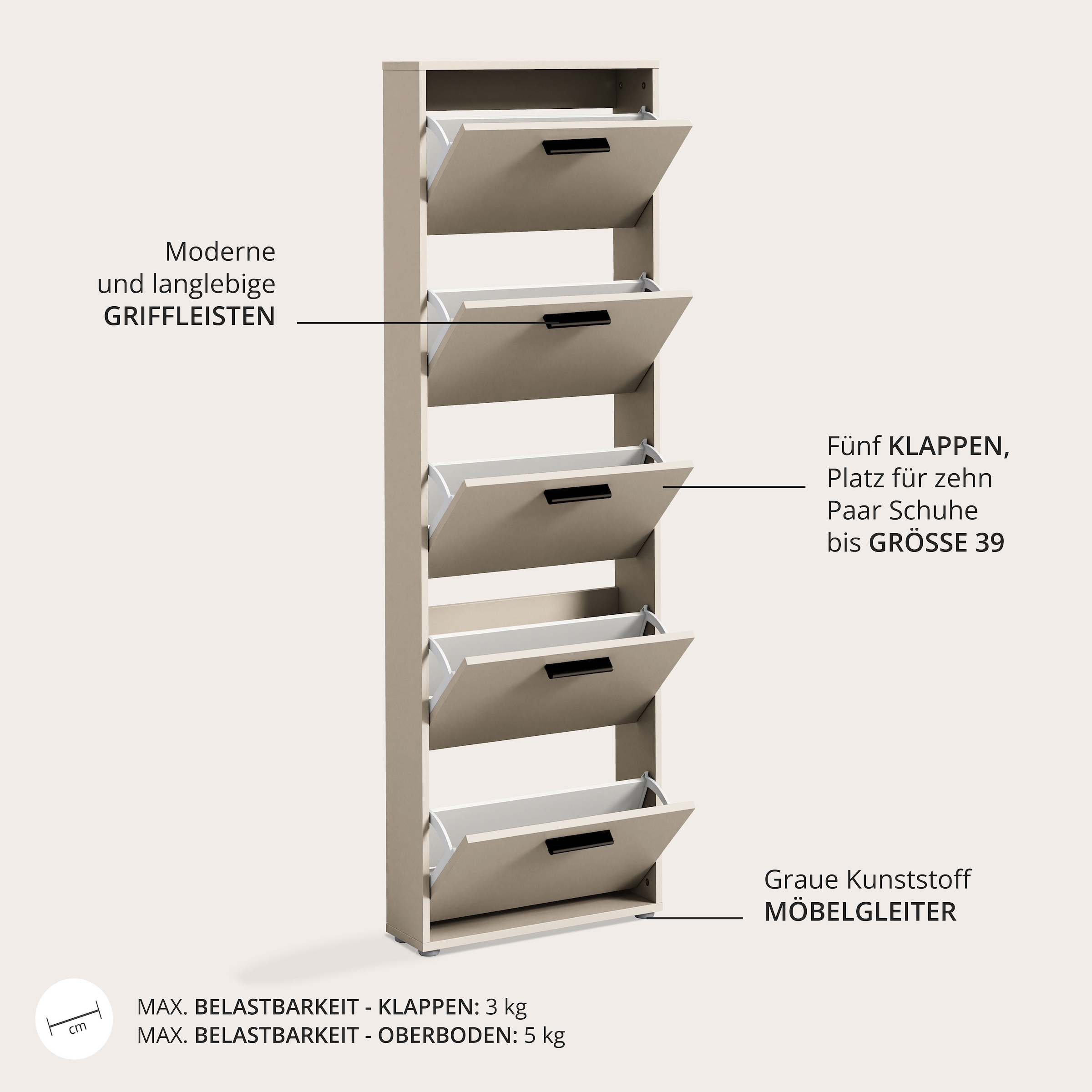 HBZ Schuhkommode »Sam Schuhkipper, Schuhschrank BxHxT 59x169x17 cm« 1 Stk. tlg. Breite 59cm, FSC-Mix Credit