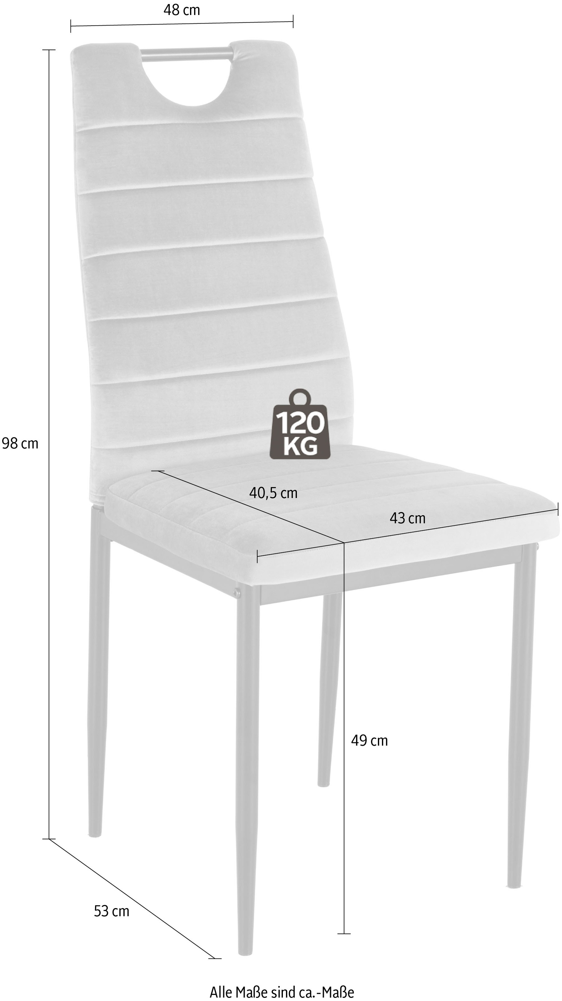 INOSIGN Esszimmerstuhl, (Set), 4 St., Samtstoff, (2 oder 4 Stück) mit Samtbezug, Rückenlehne mit Griff zum Zurückziehen