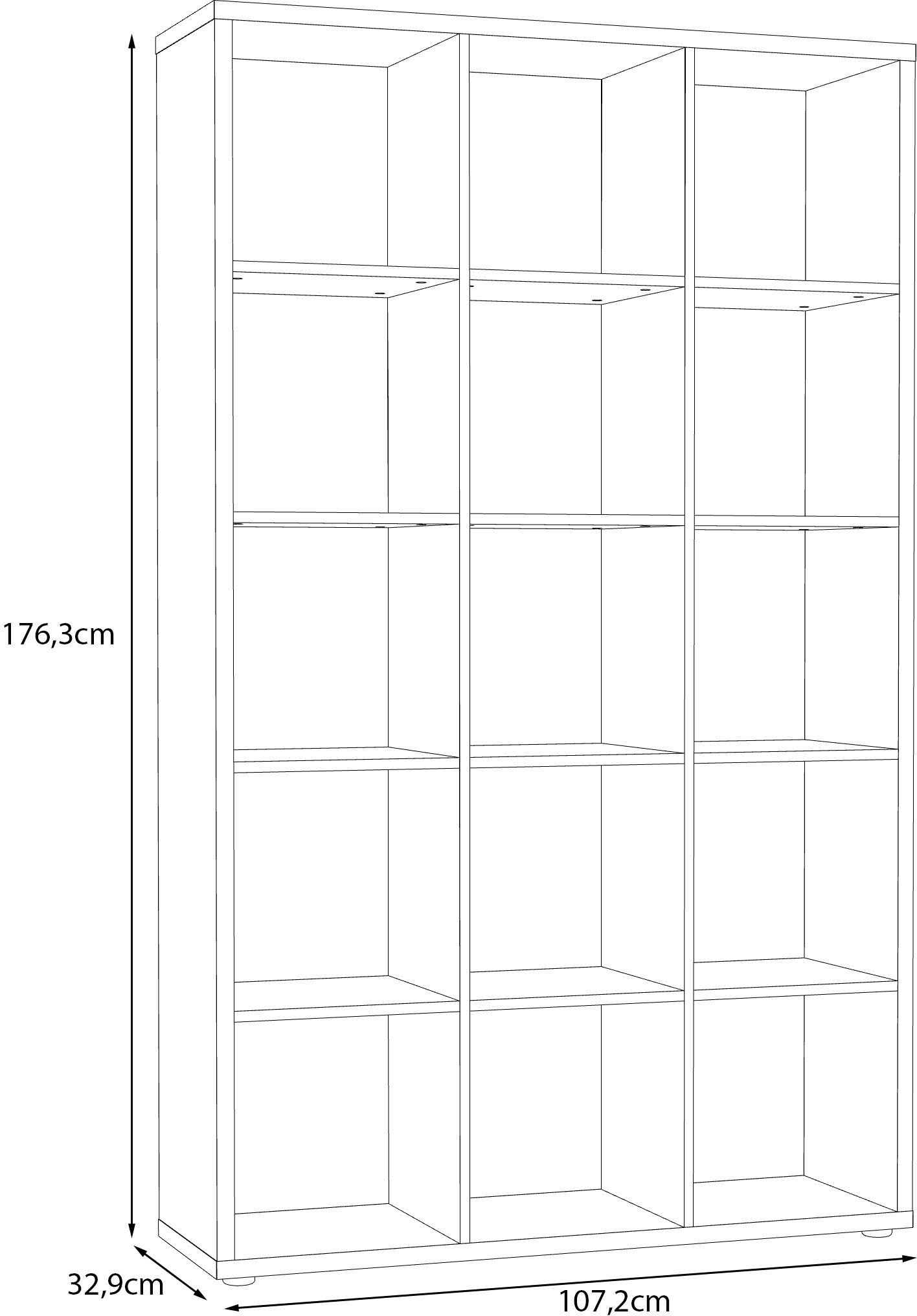 FORTE Standregal »Mauro, Raumteiler, sorgt für Stil und Ordnung« B/H/T ca: 107/176/ 32cm,  5 Fächer, Jedes Fach ist bis zu 5 kg belastbar, Fachgrösse 33x33cm