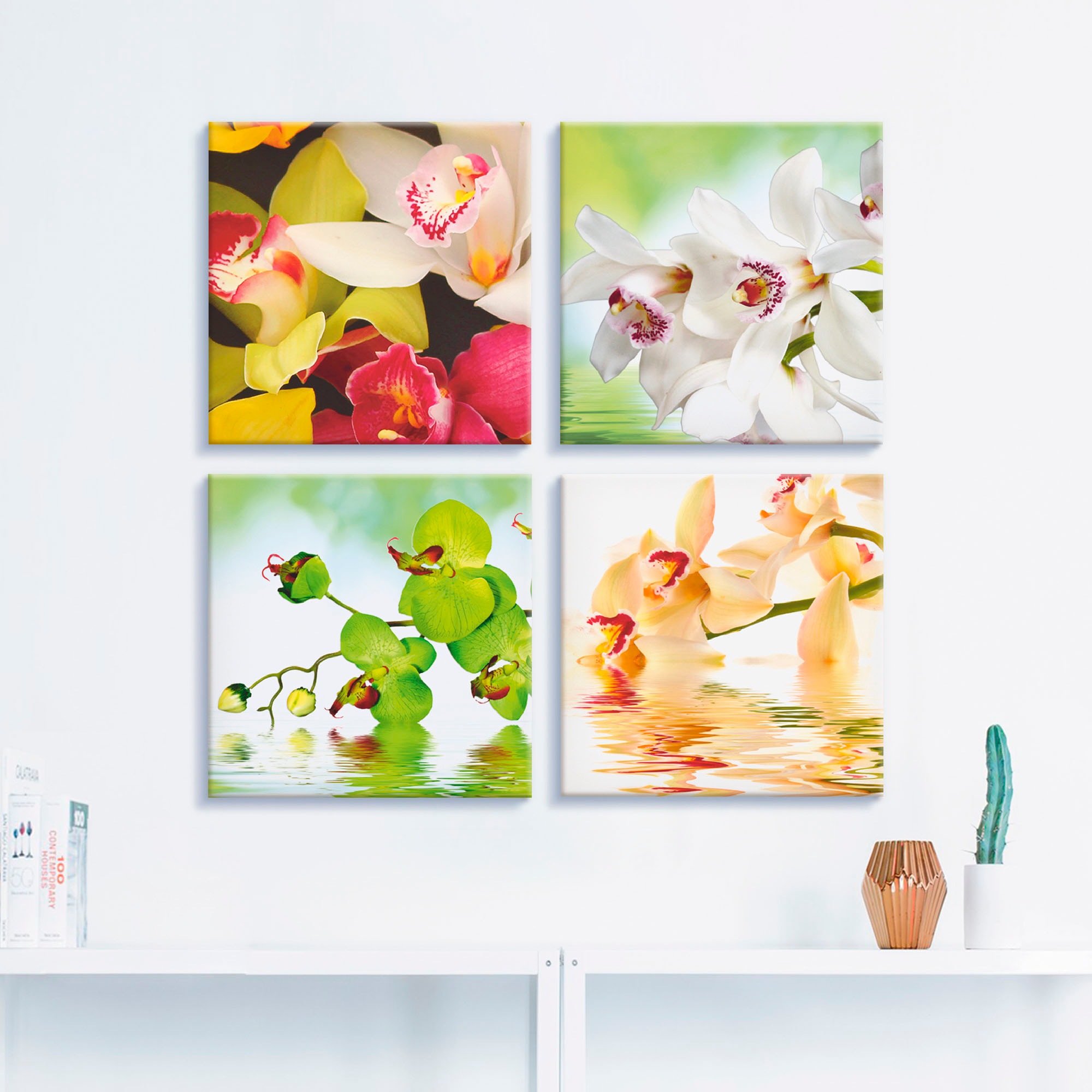 Artland Leinwandbild »Orchideen Blumen«, Blumen, (4 St.), 4er Set, verschiedene Grössen