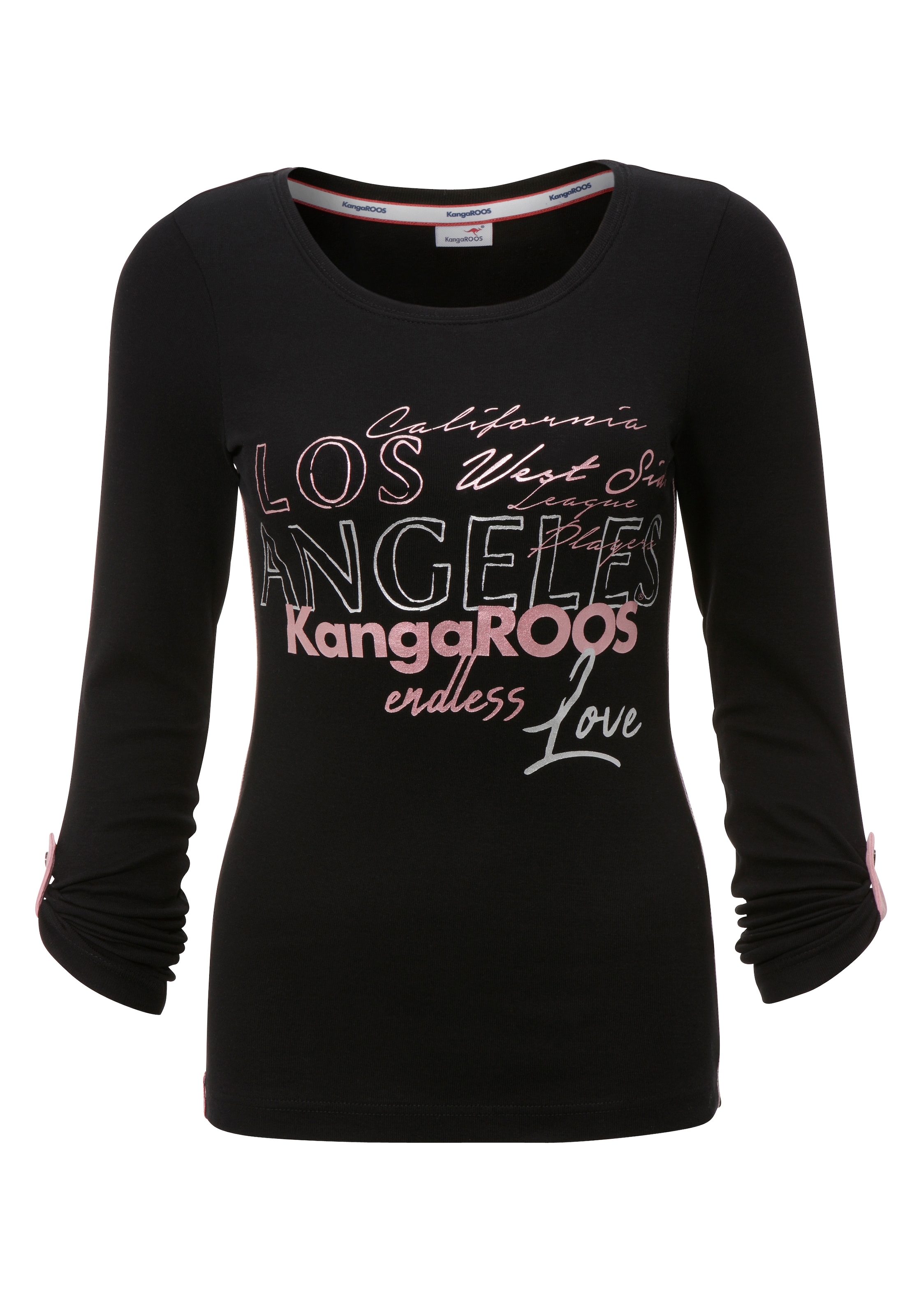 ♕ KangaROOS Langarmshirt, mit Logo-Print & grossem kaufen Krempelärmeln versandkostenfrei