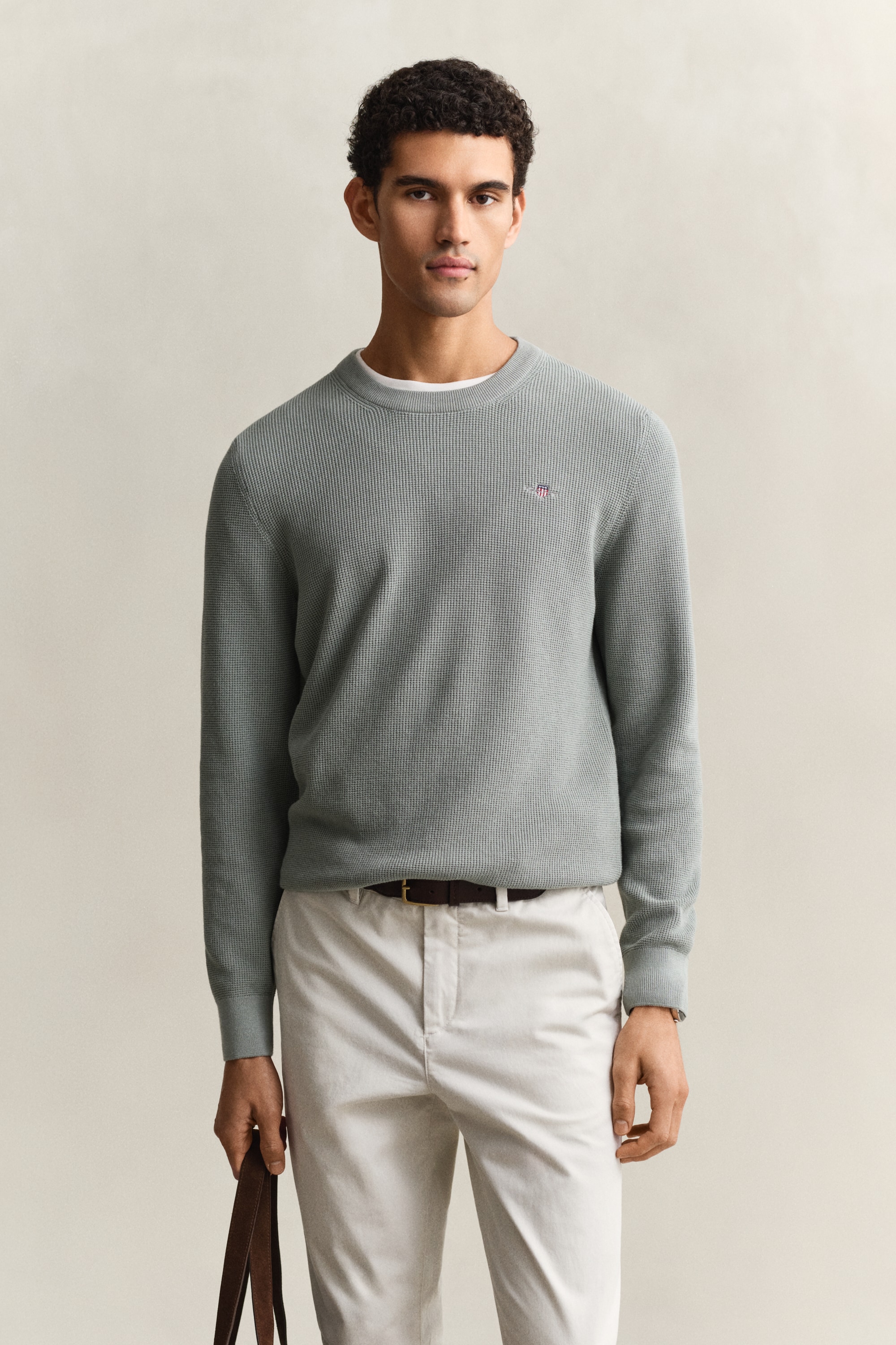 Image of Gant Strickpullover "MICRO TEXTURED COTTON C-NECK" Regular fit mit Rundhalsausschnitt