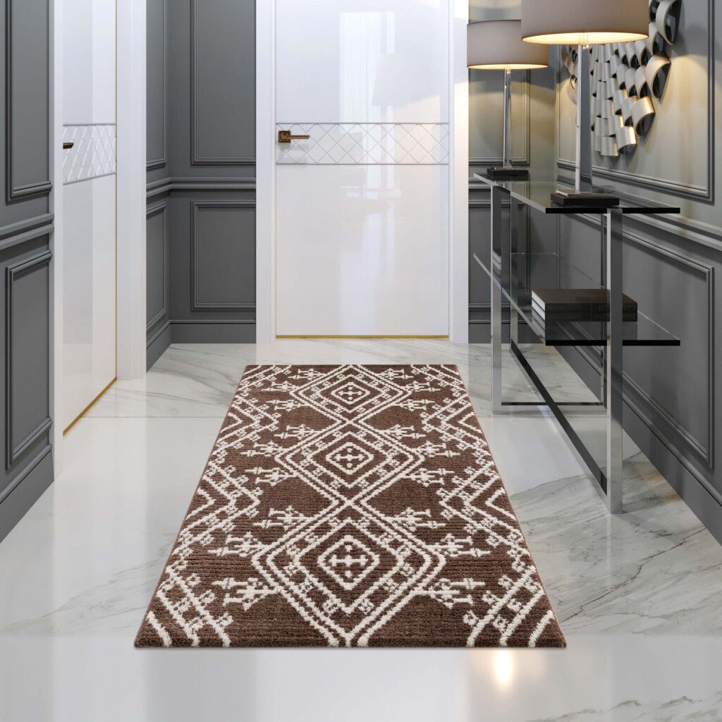 Image of Carpet City Teppich "April 2291" rechteckig 10 mm Höhe Läufer, weich durch Microfaser, Boho Ethno Look, Wohnzimmer