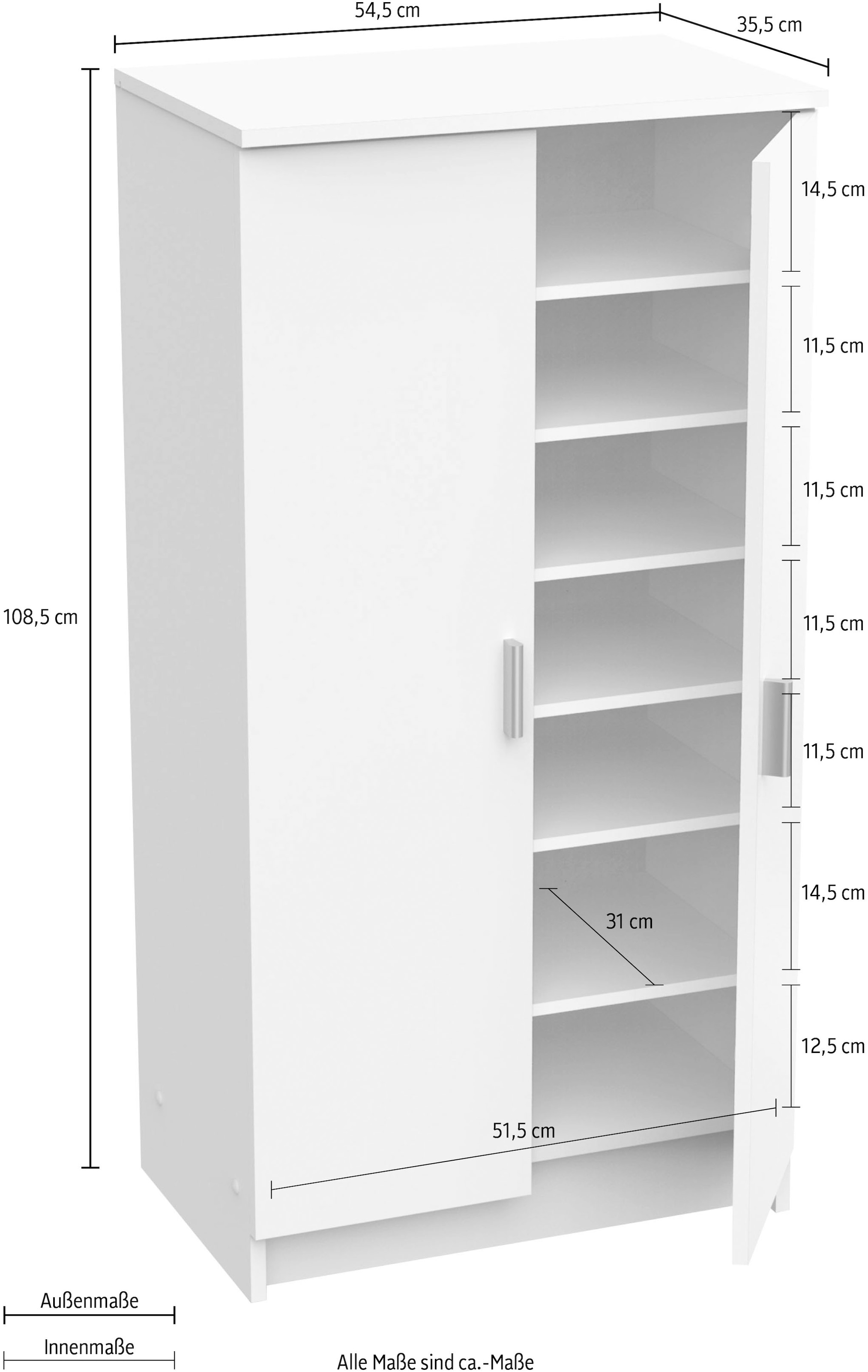 Demeyere GROUP Armoire à chaussures »SHOES Schuhschrank 2 türig« beaucoup d'espace de rangement pour tous types de chaussures