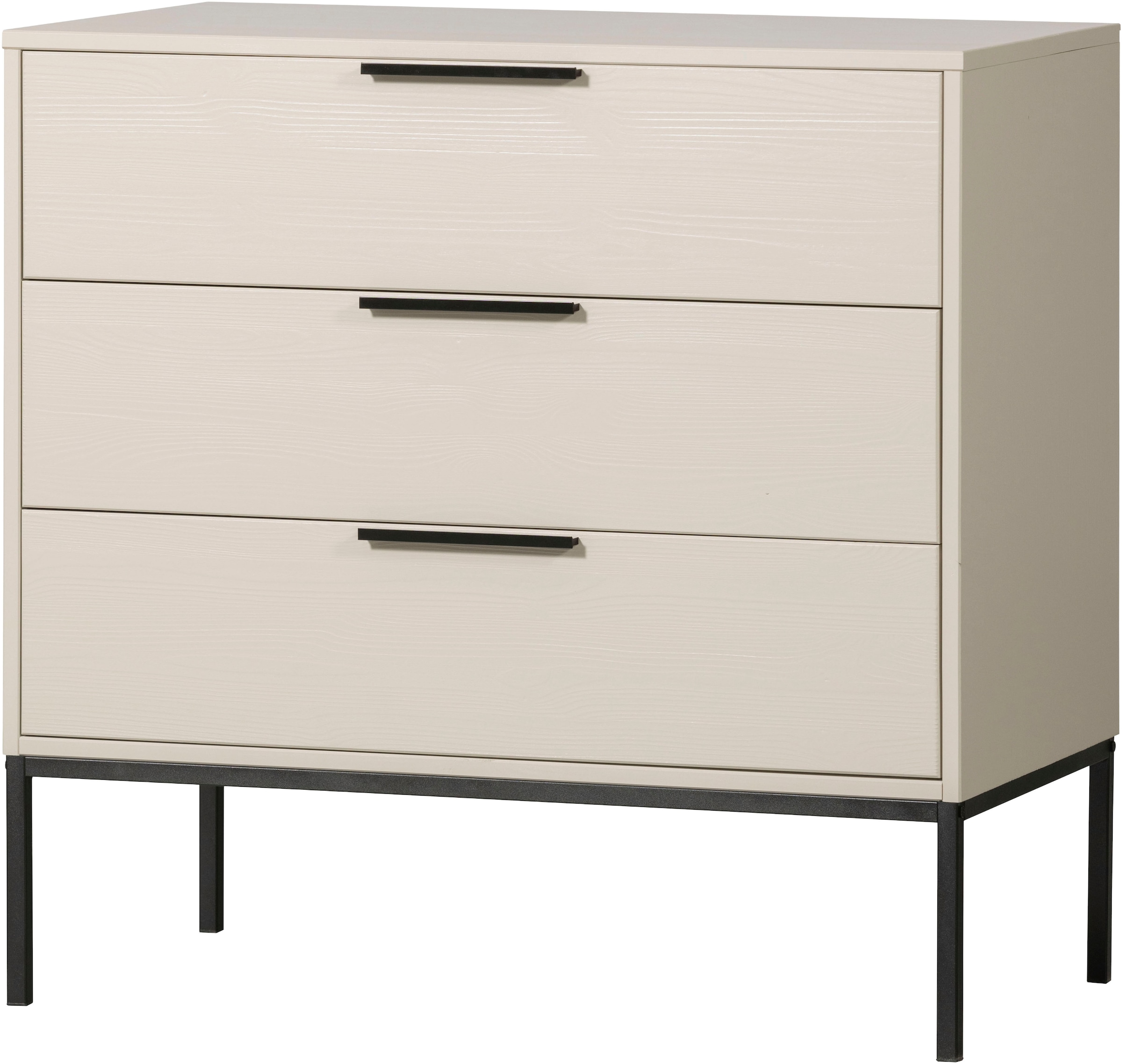 Image of WOOOD Kommode "Adam FSC-Kiefernholz gebürstet mit Metallgriffen, H93 x B94 x T52 cm" Tragkraft 15 kg pro Auszug, Schutzlackierte Oberfläche, Metallgestell