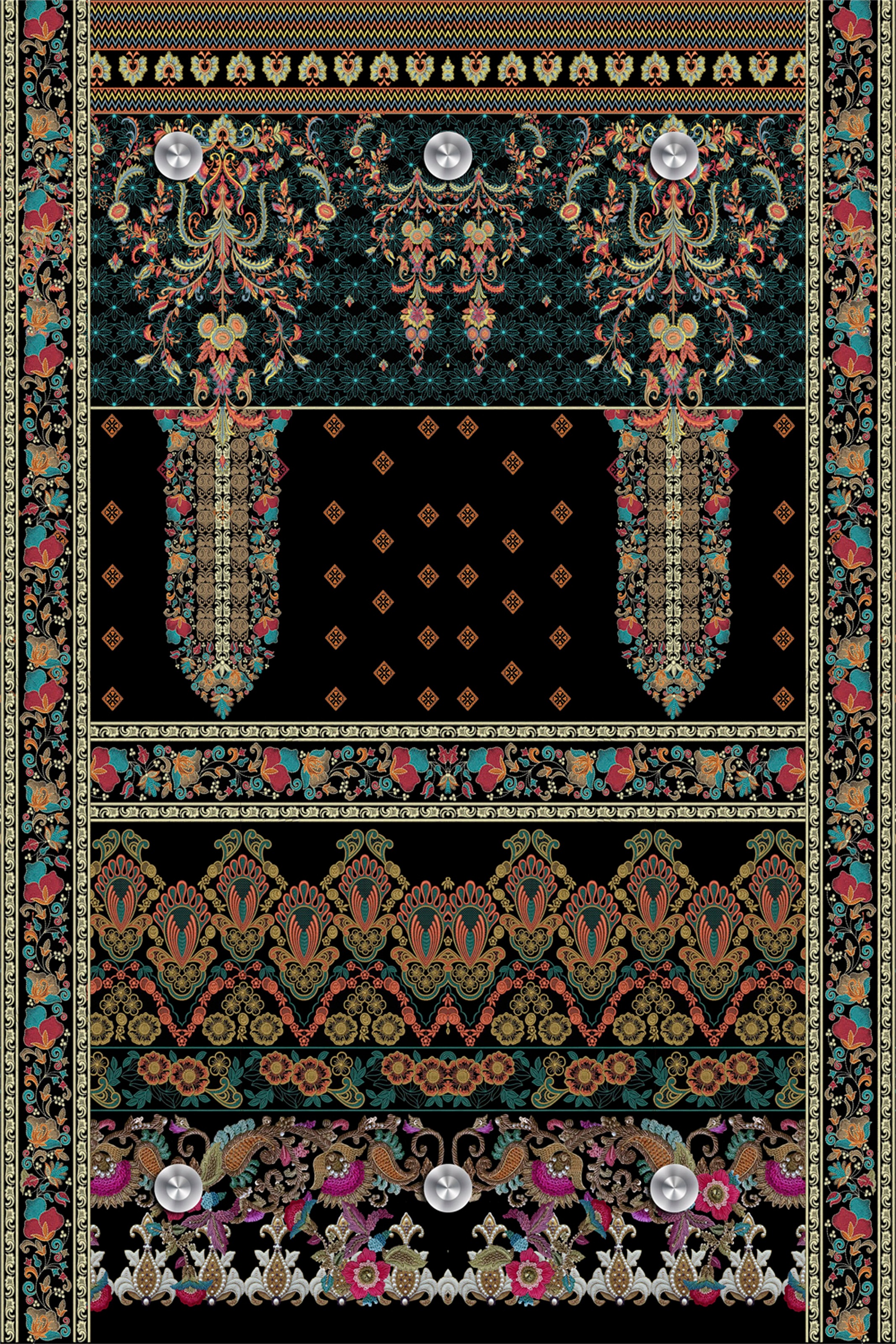 Image of queence Garderobenleiste "Orientalisch" mit 6 Haken, 80 x 120 cm