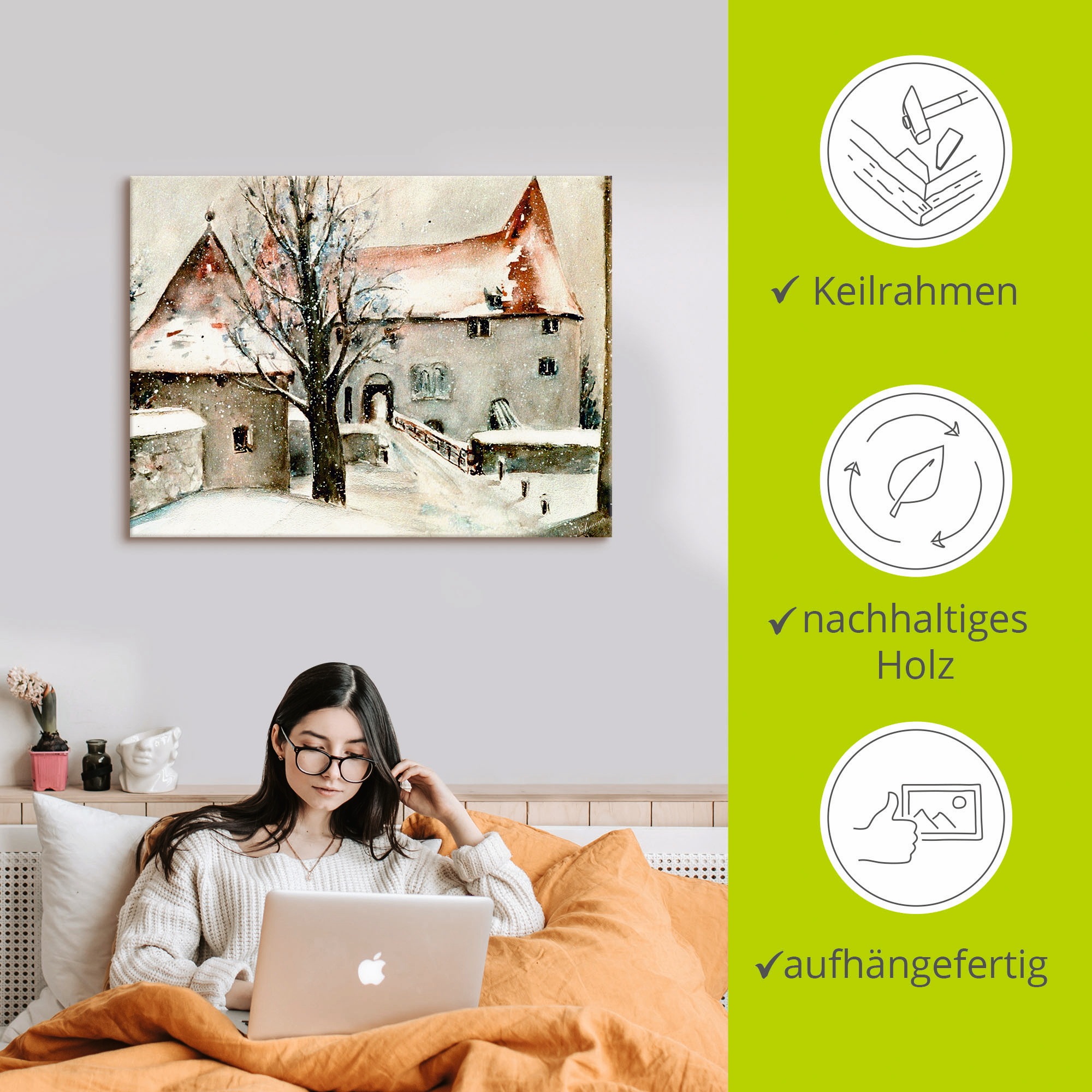 Artland Wandbild »Winter auf der Burg«, Gebäude, (1 St.), als Leinwandbild, Poster, Wandaufkleber in verschied. Grössen