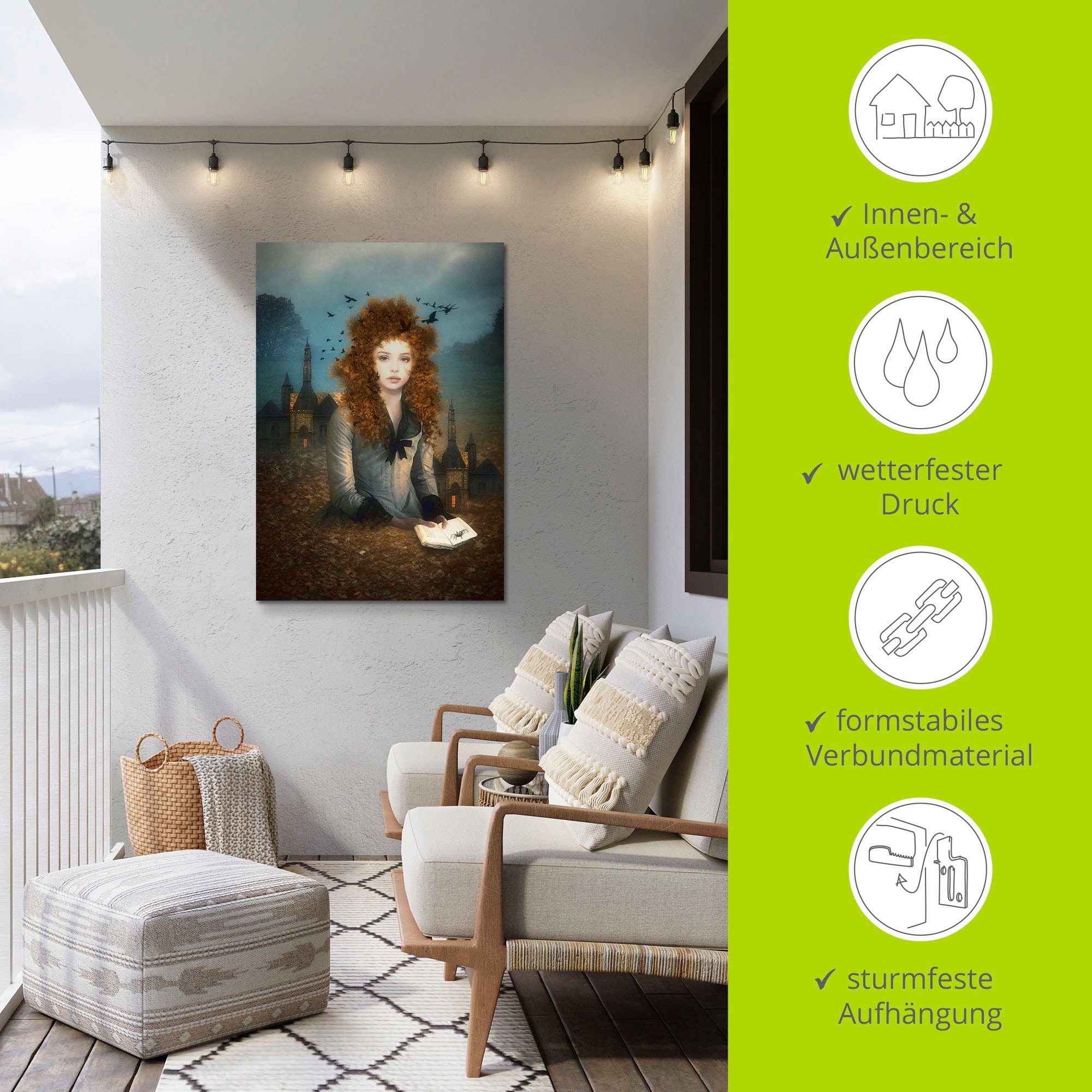 Artland Wandbild »Abendlektüre«, Dark Fantasy, (1 St.), als Alubild, Outdoorbild, Leinwandbild in verschied. Grössen