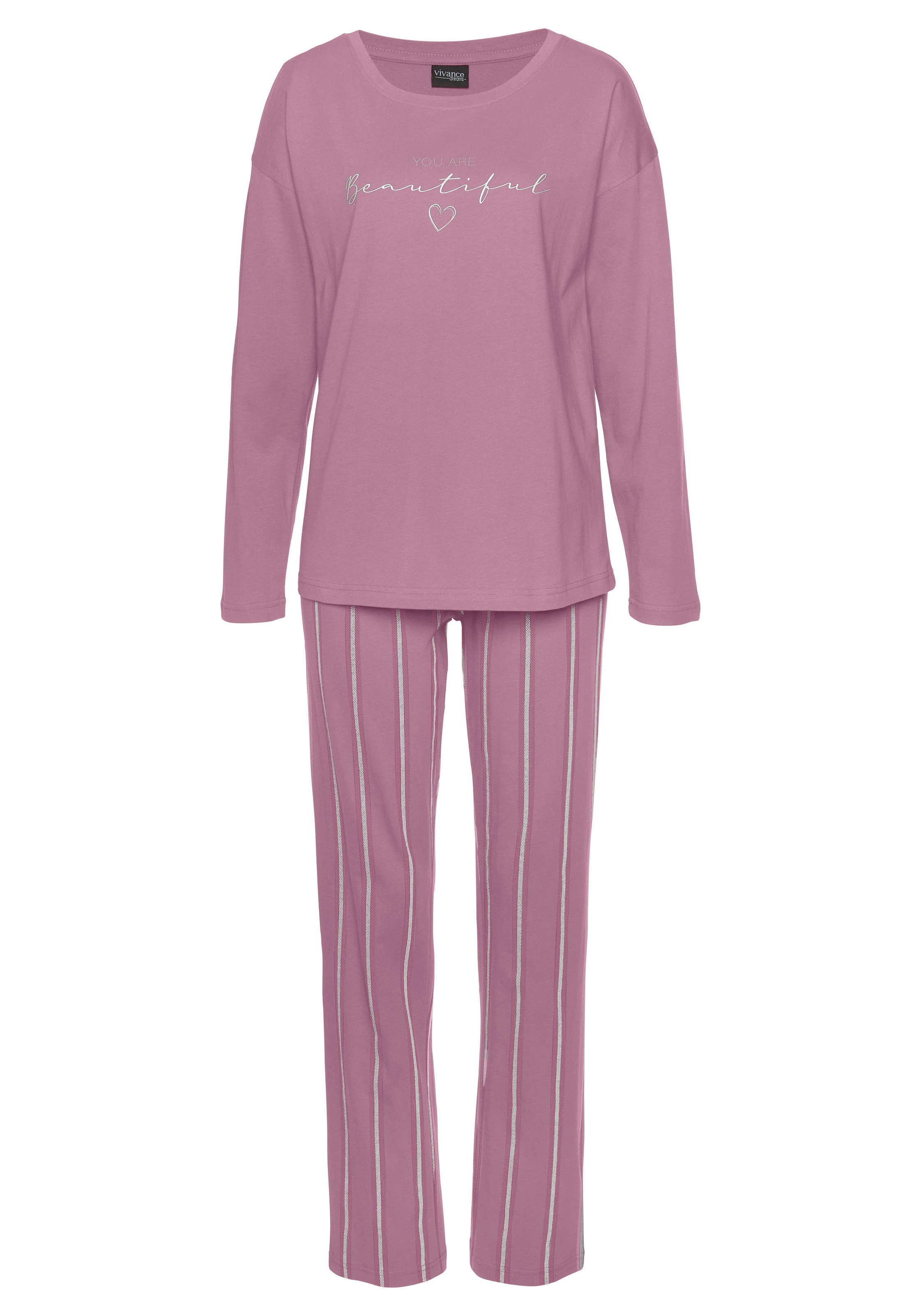 Vivance Dreams Pyjama, (2 tlg.), mit Frontdruck