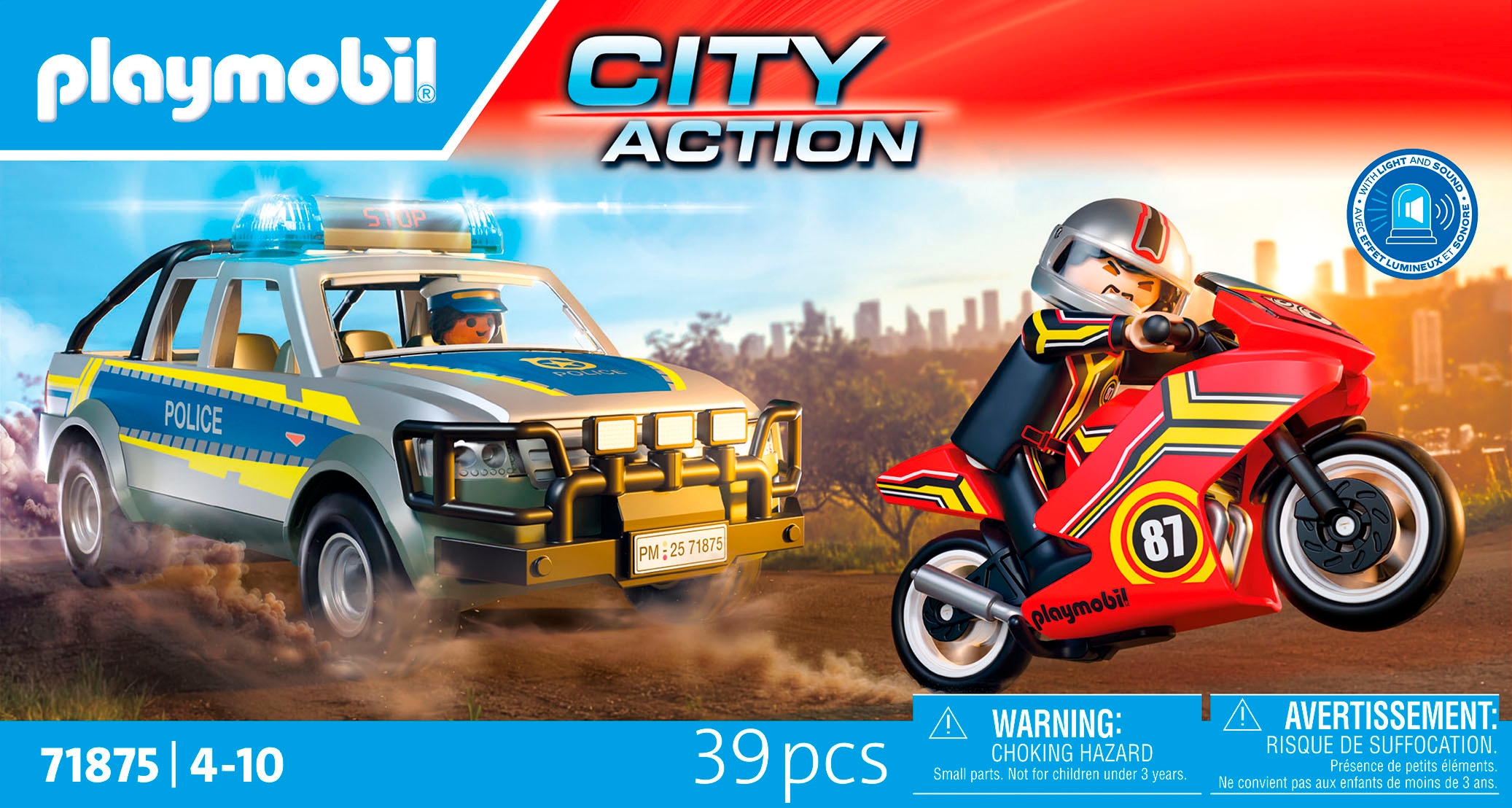 Playmobil® Konstruktions-Spielset »Verfolgungsjagd mit Polizei Pick-Up (71875), Action Heroes« mit Licht und Sound; Made in Europe