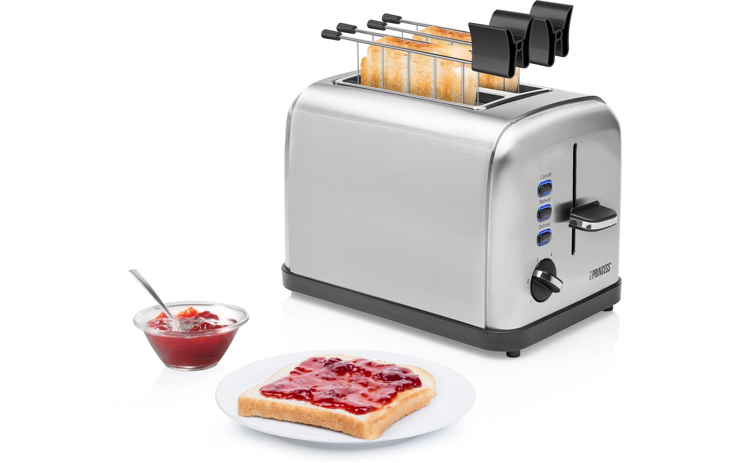 PRINCESS Toaster »Style 2 Silber«, 2 kurze Schlitze, für 2 Scheiben, 850 W