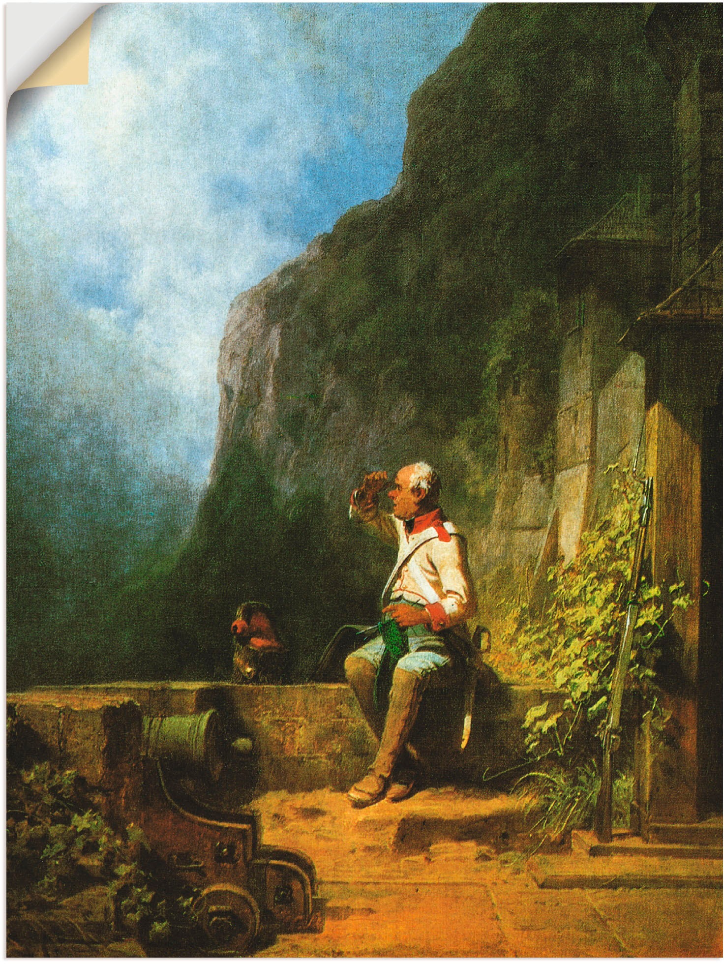 Image of Artland Wandbild »Strickender Wachtposten. Um 1855«, Mann, (1 St.), in vielen Grössen & Produktarten -Leinwandbild, Poster, Wandaufkleber / Wandtattoo auch für Badezimmer geeignet bei Ackermann Versand Schweiz