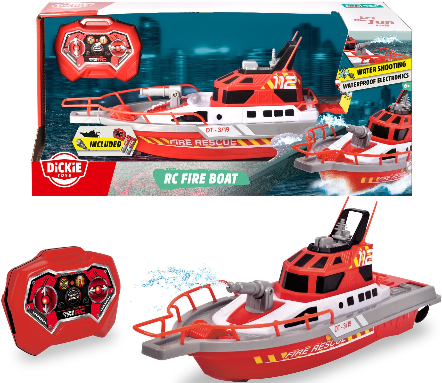 Image of Dickie Toys RC-Boot "Feuerwehrboot" mit Wasserspritzfunktion und Fernbedienung