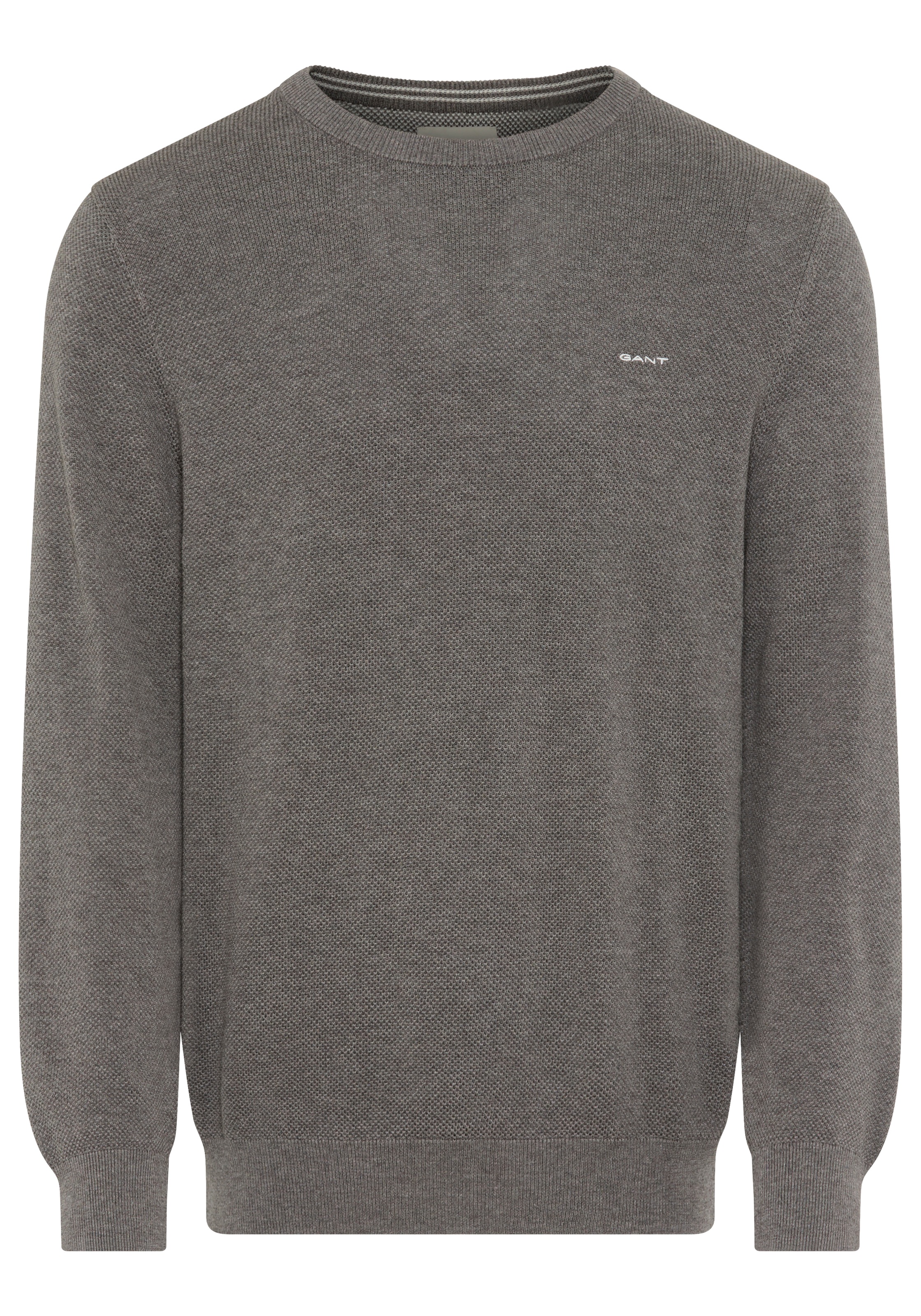 Gant Rundhalspullover »COTTON PIQUE C-NECK« mit Logostickerei auf der Brust