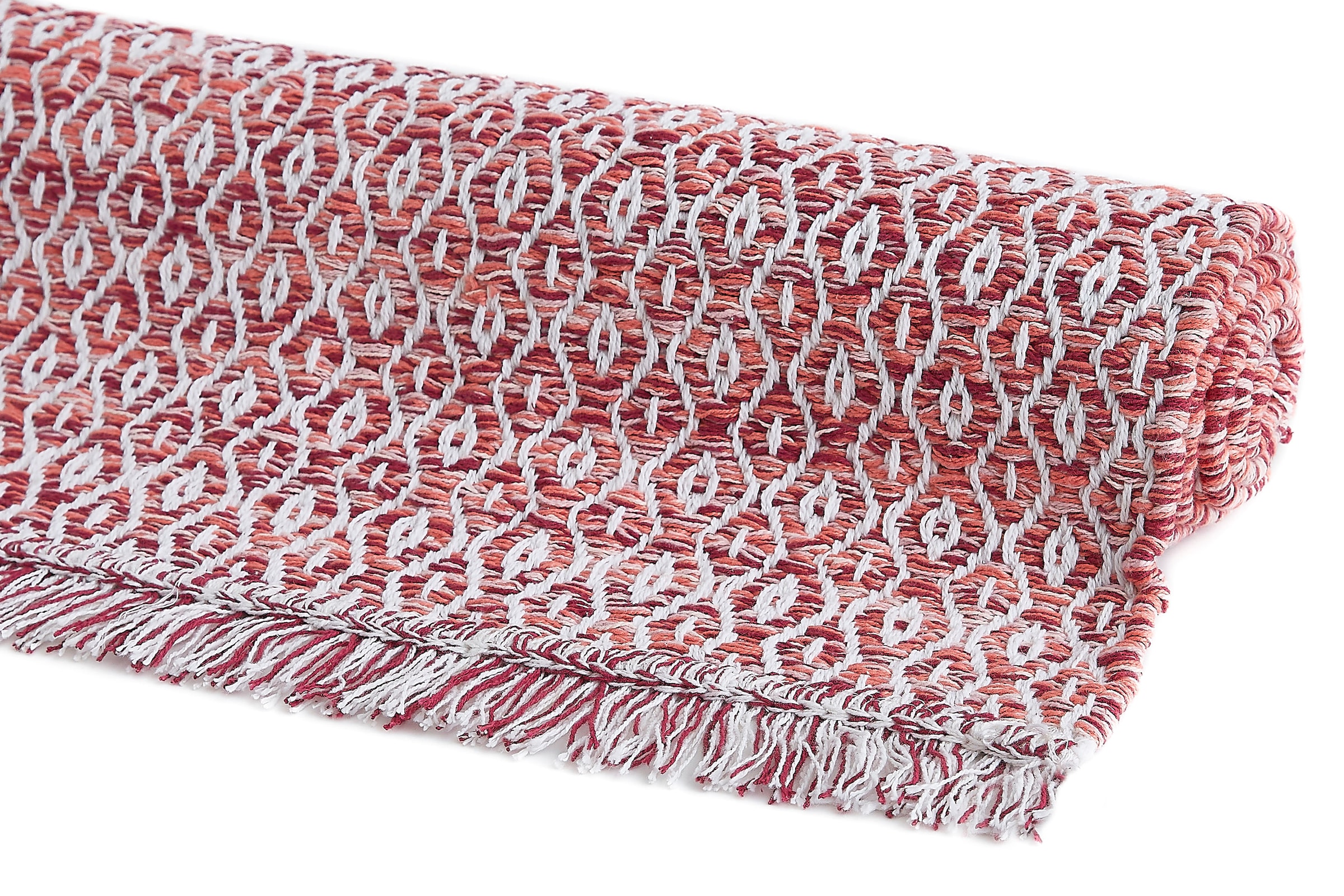 ♕ andas Teppich auf Fransen mit Baumwolle, Rauten Motiv, reine »Nivala«, versandkostenfrei Flachgewebe, rechteckig