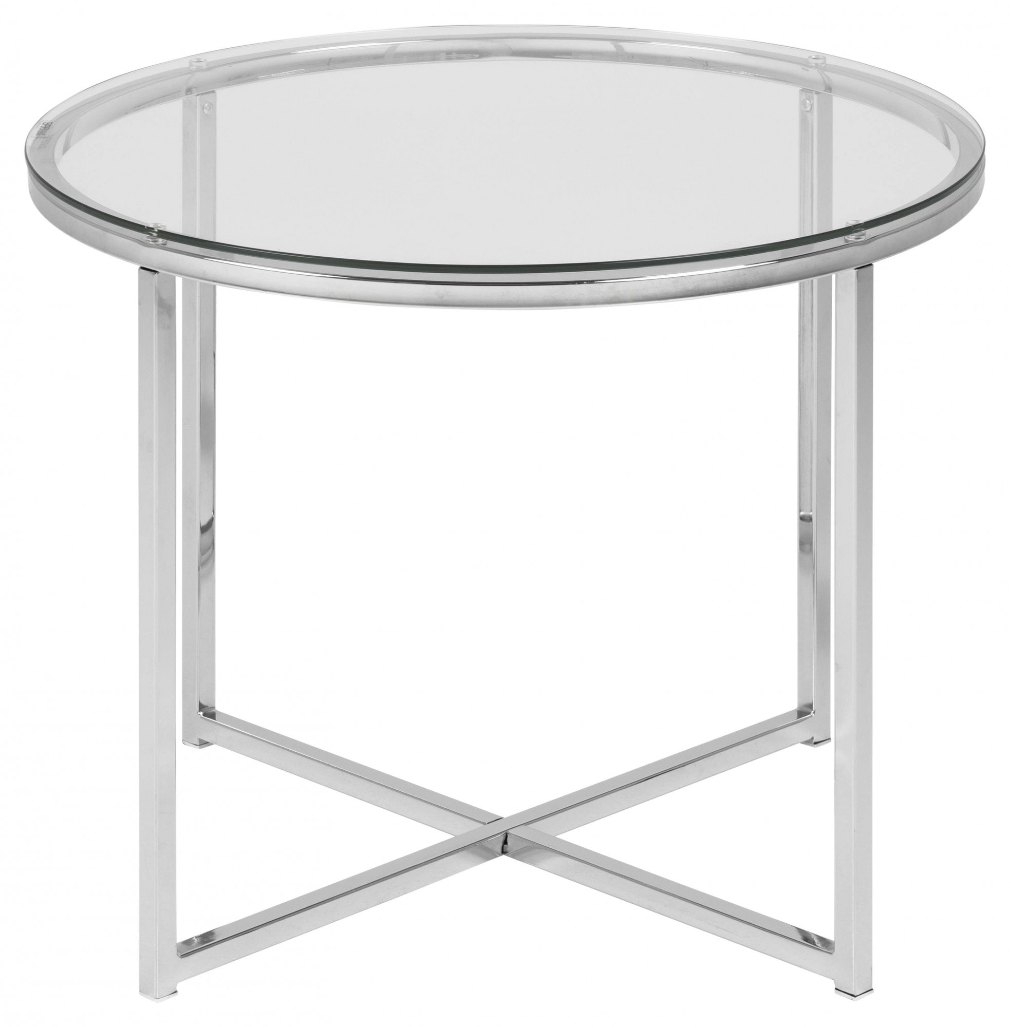 ACTONA GROUP Table en verre »Cross« Table d'appoint ronde, verre clair trempé, structure en acier, P : 55 cm