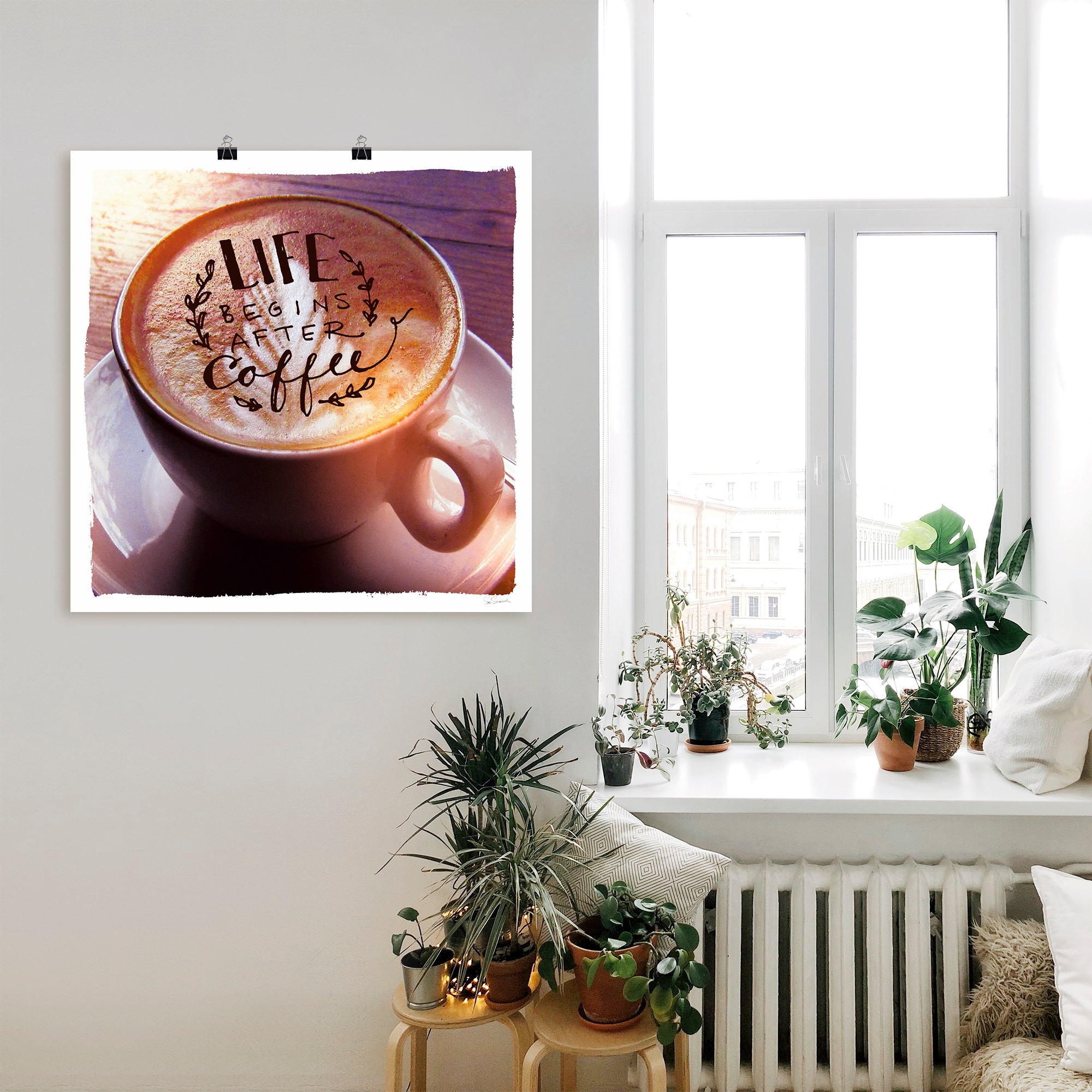 Artland Wandbild »Das Leben beginnt nach dem Kaffee«, Getränke, (1 St.), als Leinwandbild, Poster in verschied. Grössen