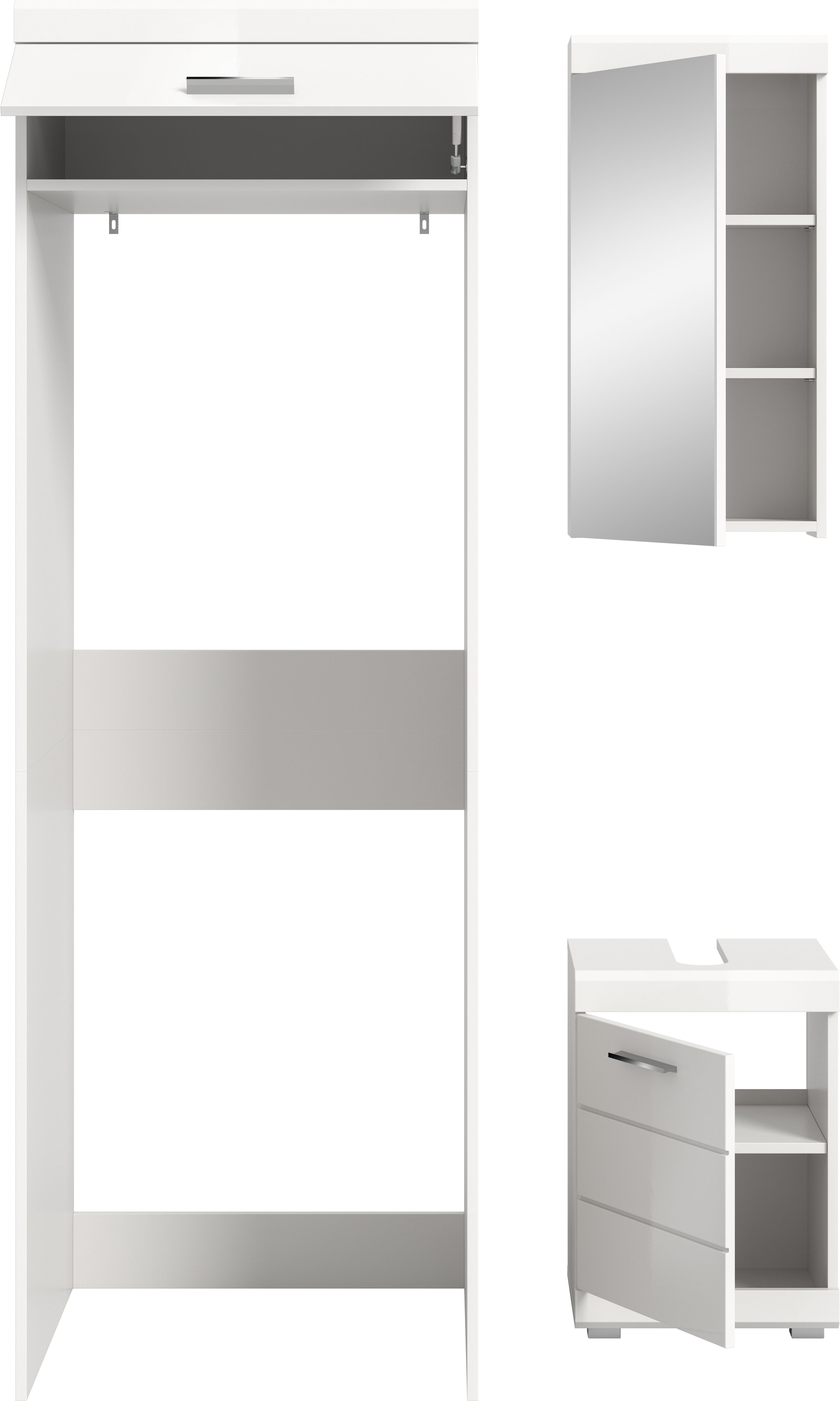welltime Ensemble de meubles de salle de bain »SIENA, 3-tlg., WBU, Spiegelschrank & Waschmaschinenschrank, MDF-Front«