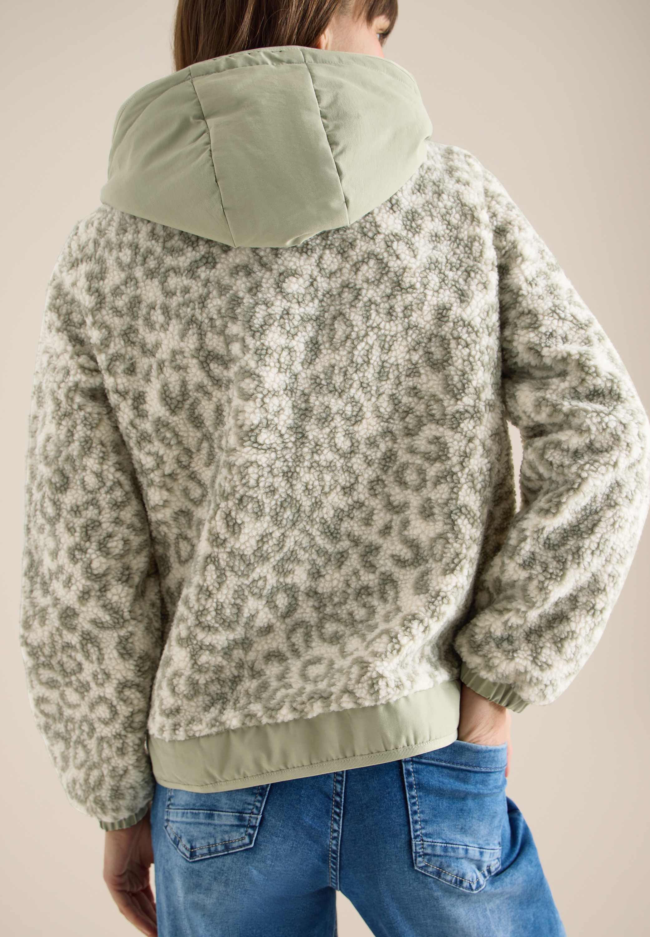 Cecil Fleecejacke mit Kapuze mit Animal-Muster und Kapuze