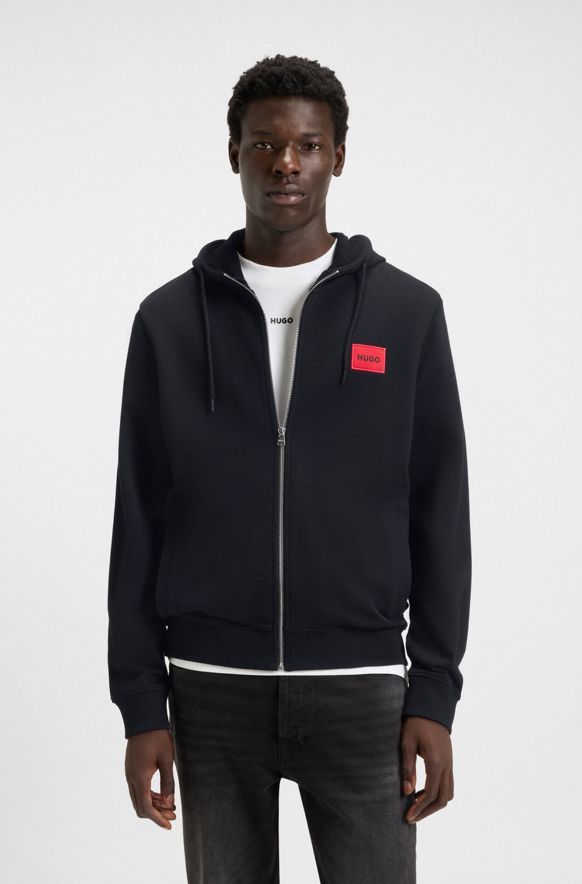 Image of HUGO Kapuzensweatjacke "Daple" Kapuze mit Kordelzug, Regular Fit, HUGO Weblabel
