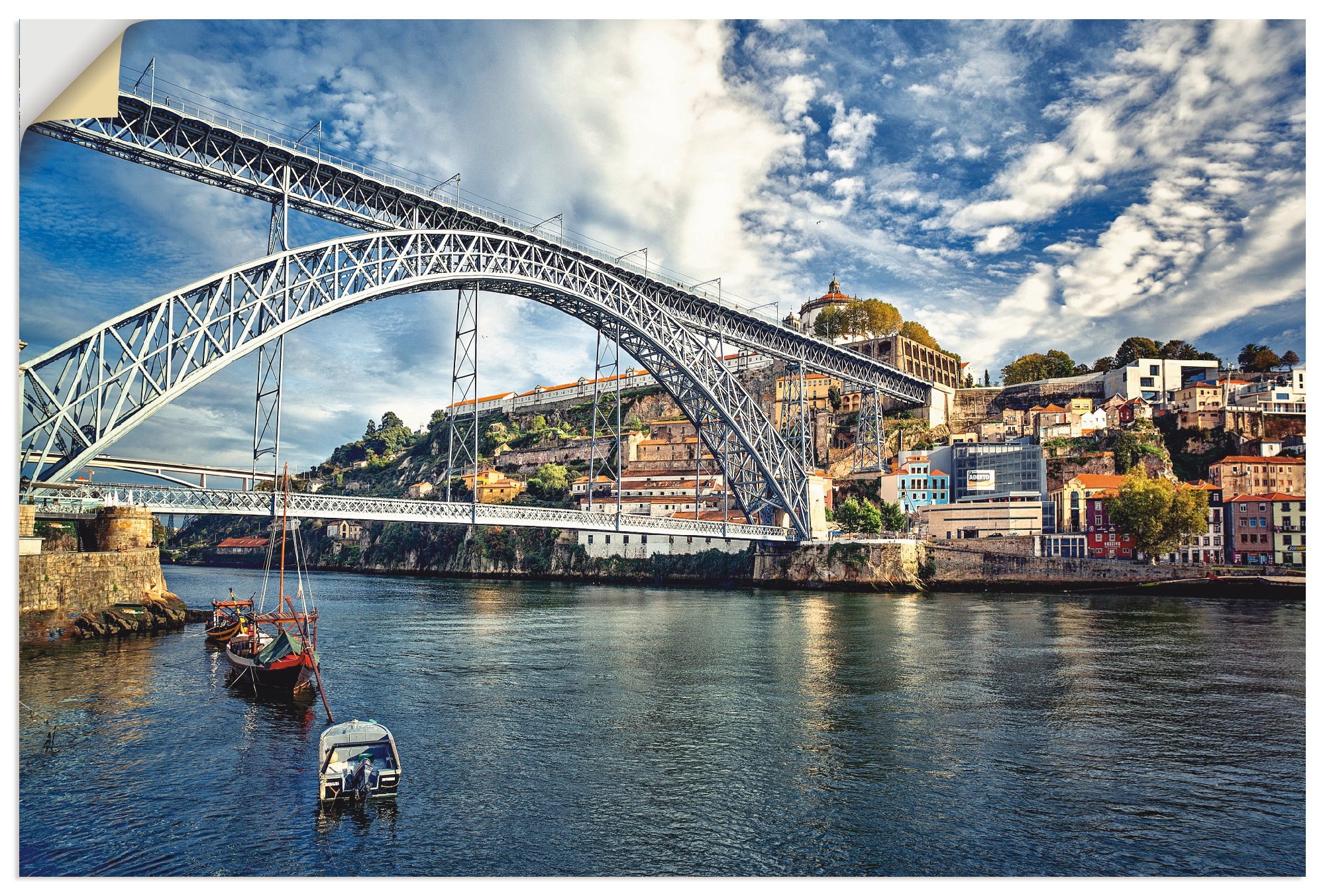 Image of Artland Wandbild »Panorama Porto mit Eiffel Brücke«, Brücken, (1 St.), in vielen Grössen & Produktarten - Alubild / Outdoorbild für den Aussenbereich, Leinwandbild, Poster, Wandaufkleber / Wandtattoo auch für Badezimmer geeignet bei Ackermann Versand Schw